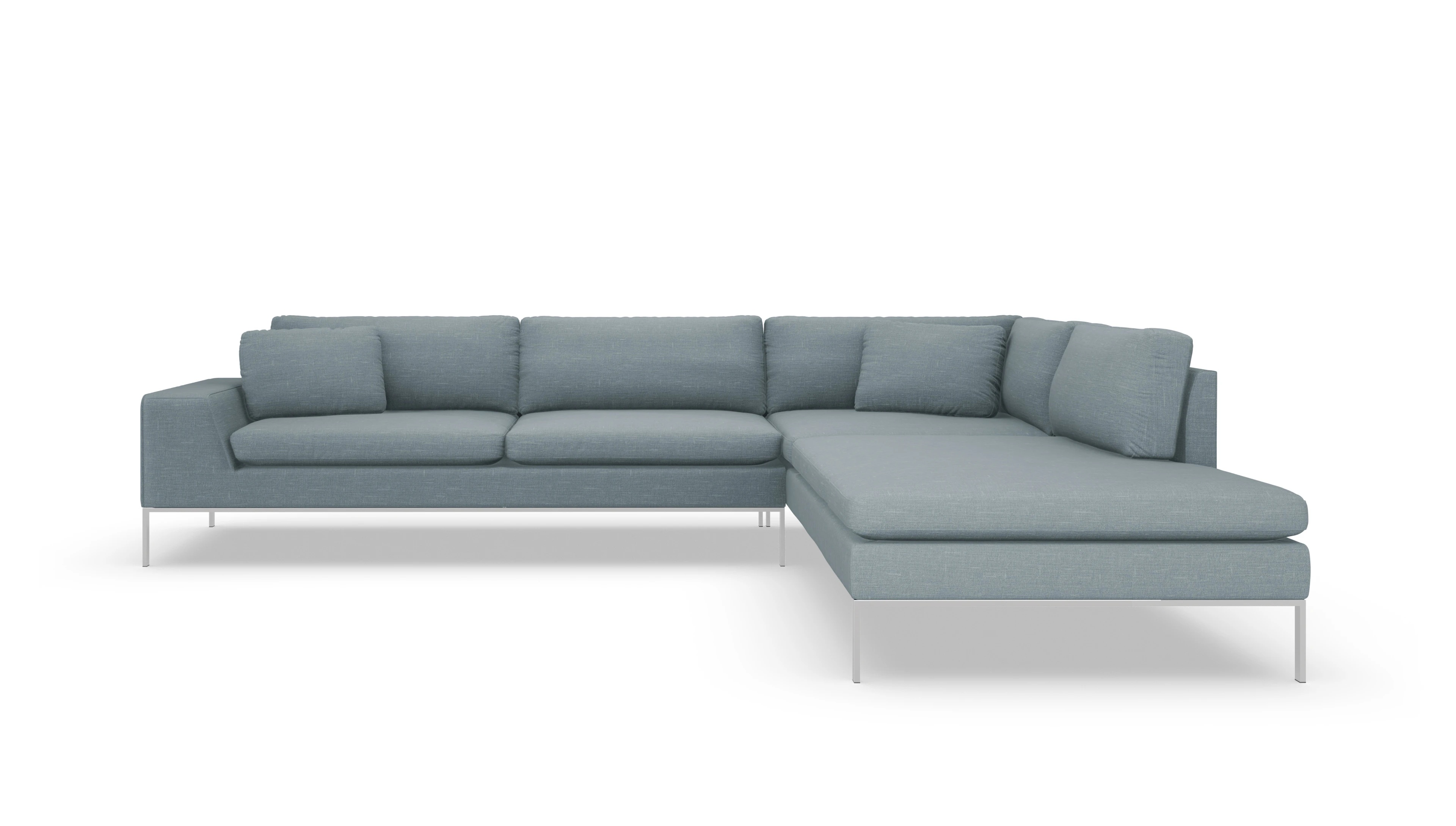 Ansicht des Produktes Helgesen Sofa mit Ottomane rechts in Stoff blau