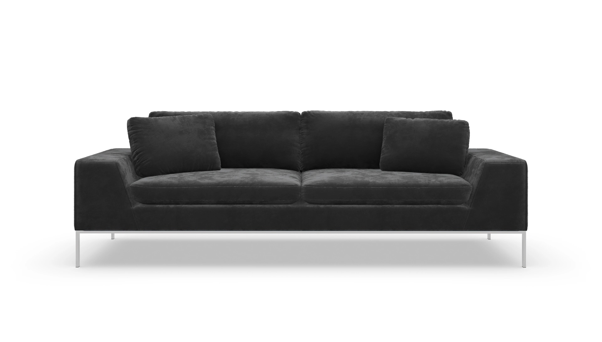Designer-Sofa Helgesen in Stoff Ansicht des Produktes Helgesen 3-Sitzer in Samt schwarz