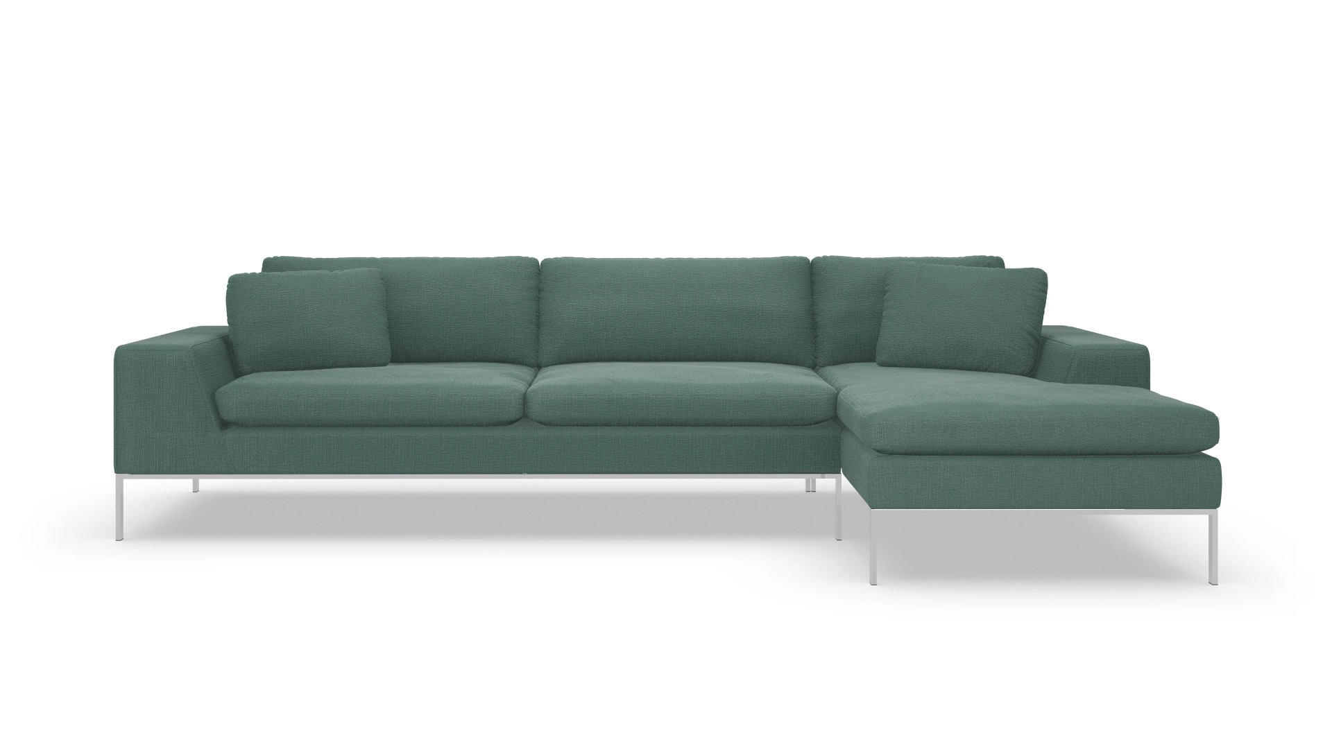Designer-Sofa Helgesen in Stoff Ansicht des Produktes Helgesen Sofa mit Rec rechts in Stoff blau