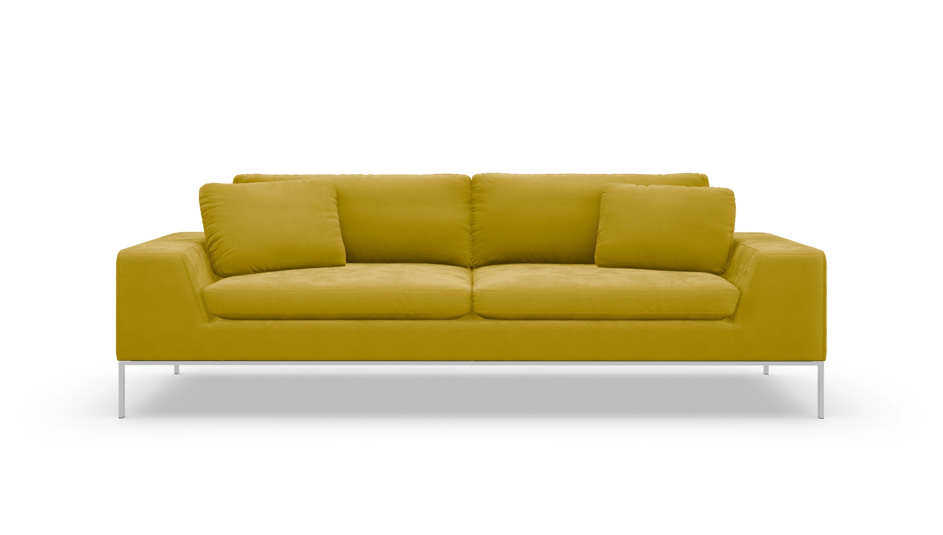 Designer-Sofa Helgesen in Stoff Ansicht des Produktes Helgesen 3-Sitzer in Samt gelb