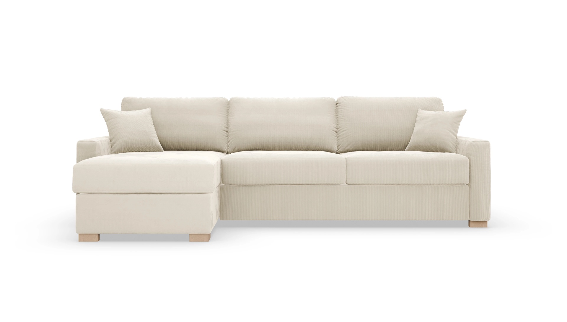Schlafsofa Christensen Ansicht des Produktes Christensen Sofa mit Rec links in Cord weiß