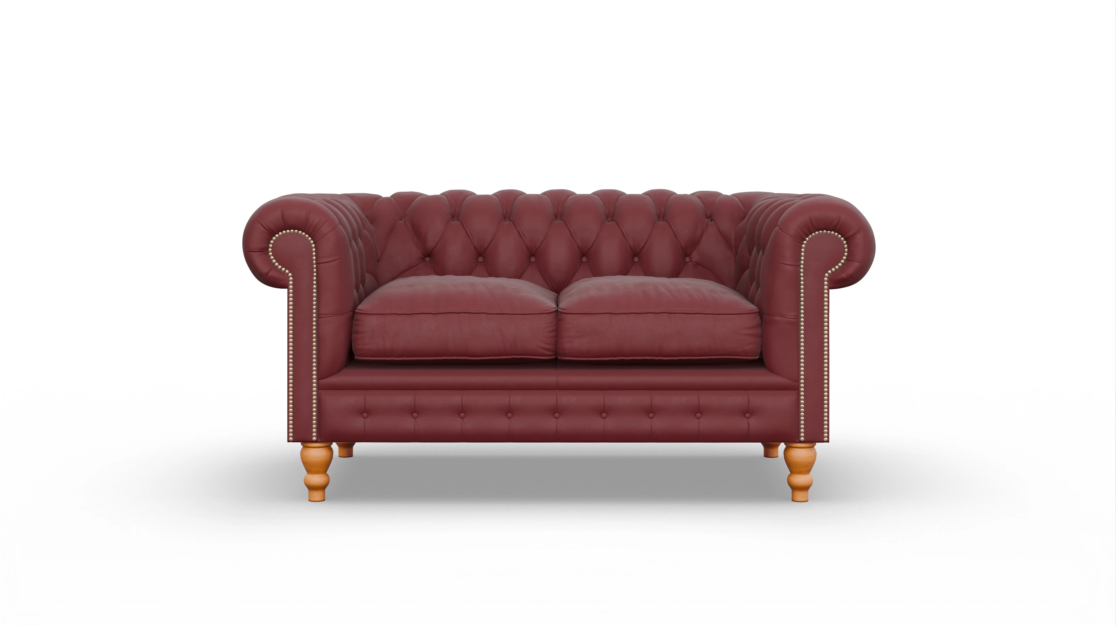 Chesterfield Sofa Russel Ansicht des Produktes Russel 2-Sitzer in Leder rot