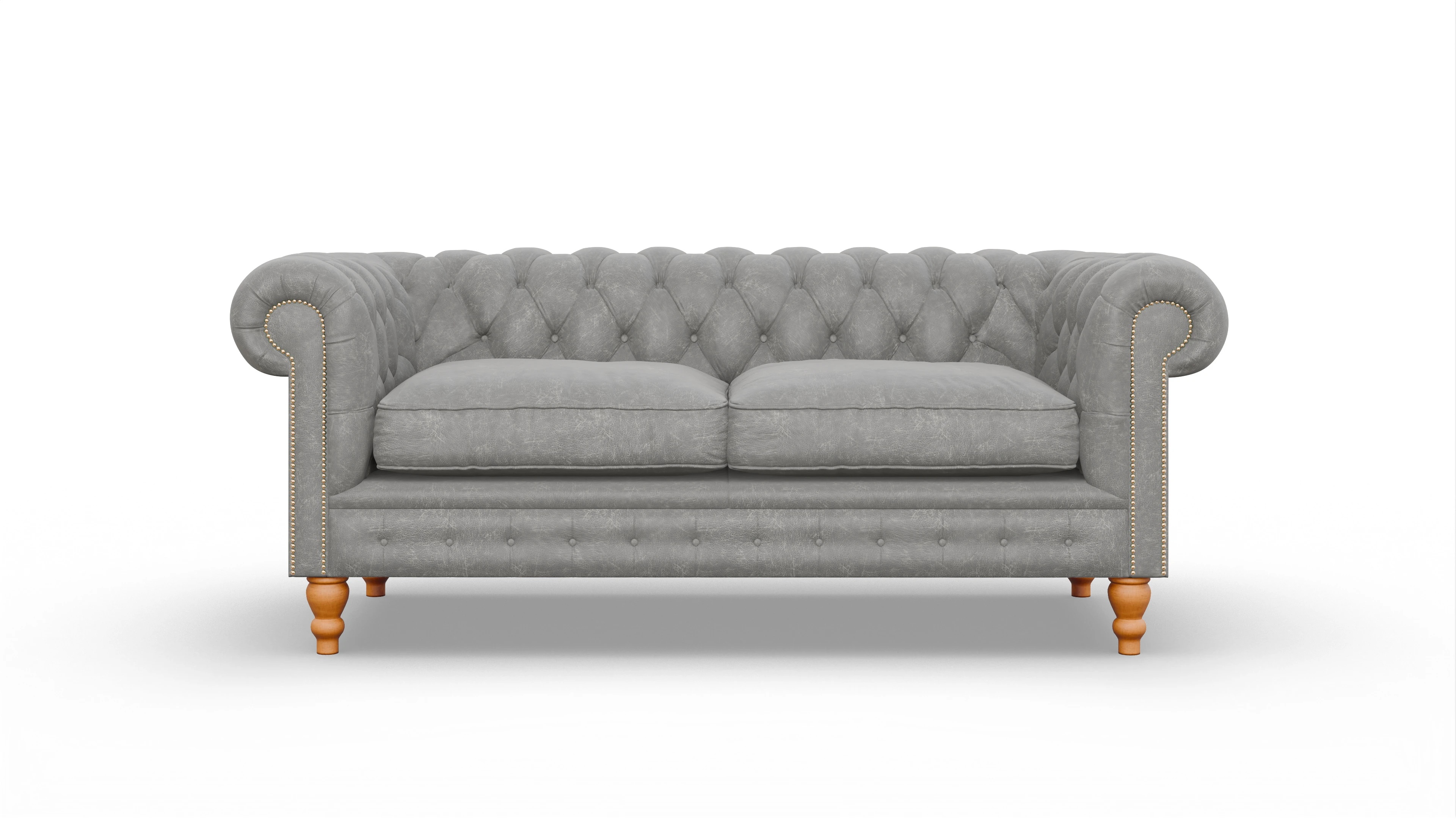 Chesterfield Sofa Russel Ansicht des Produktes Russel 3-Sitzer in Leder grau