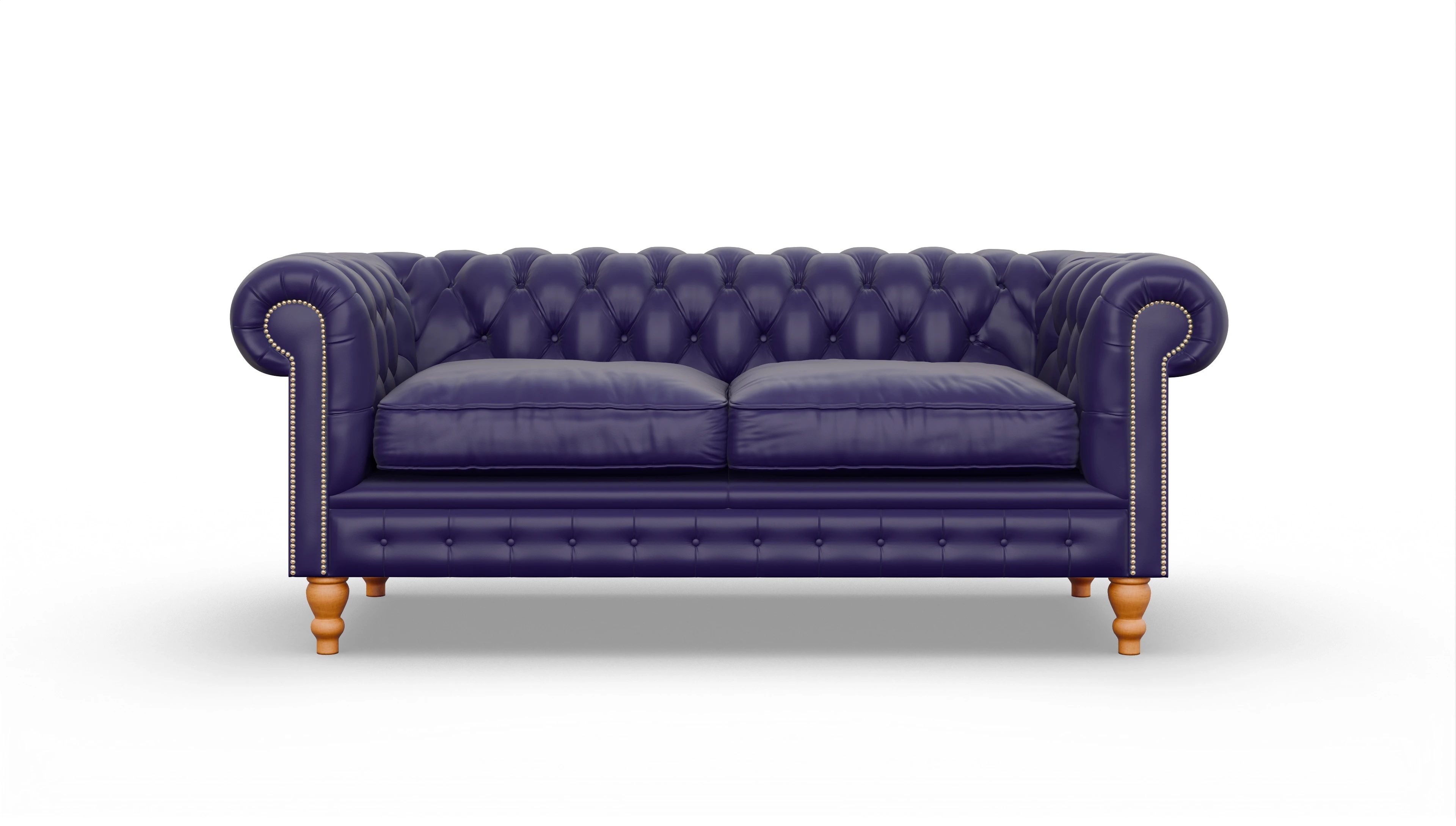 Chesterfield Sofa Russel Ansicht des Produktes Russel 3-Sitzer in Leder blau