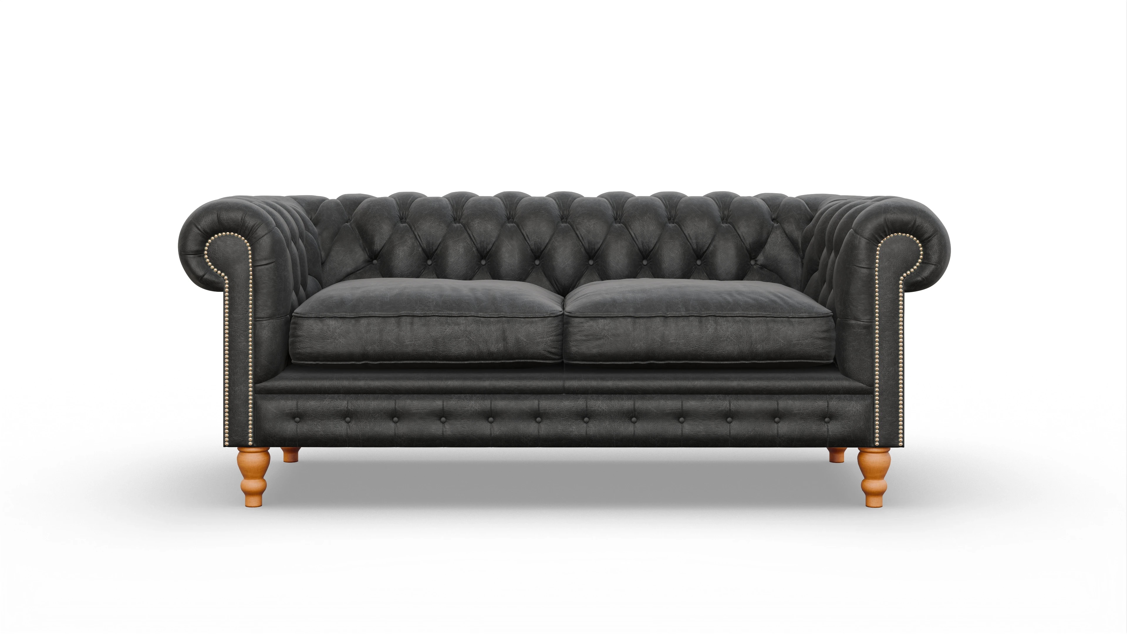 Chesterfield Sofa Russel Ansicht des Produktes Russel 3-Sitzer in Leder schwarz