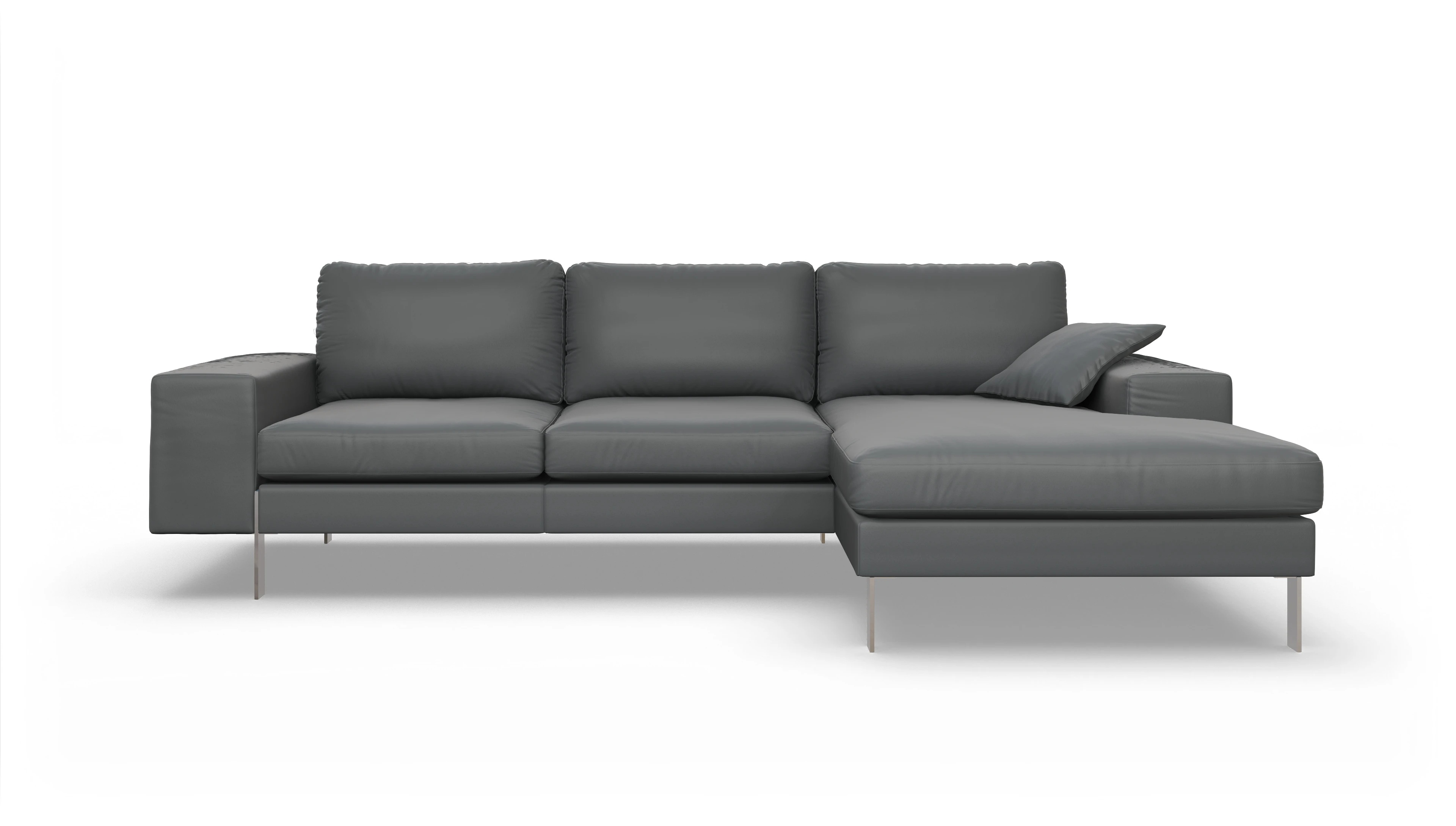 Ansicht des Produktes Catoira Sofa mit Rec rechts in Leder grau