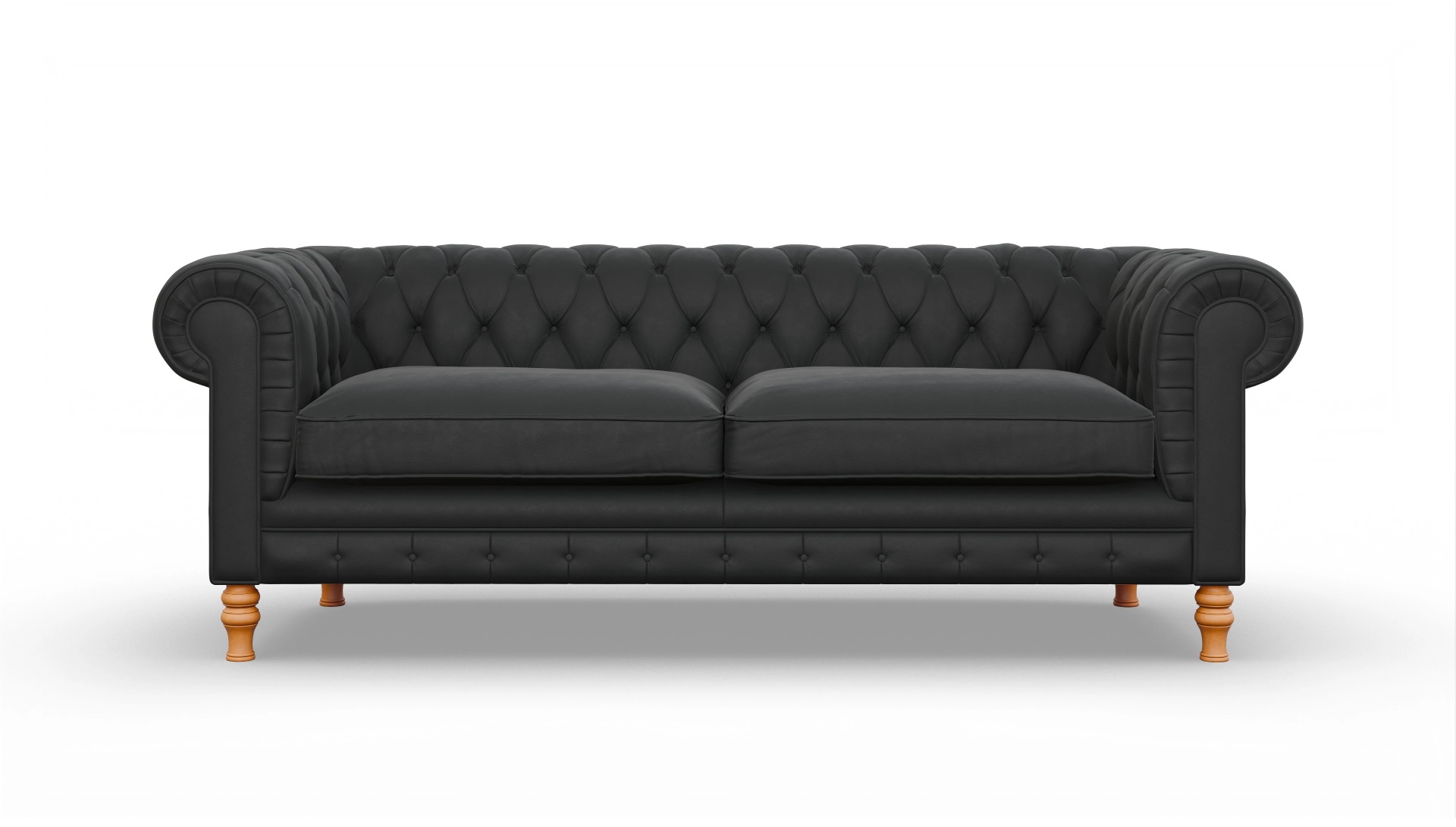 Chesterfield Sofa Countess Ansicht des Produktes Countess 3-Sitzer in Leder schwarz