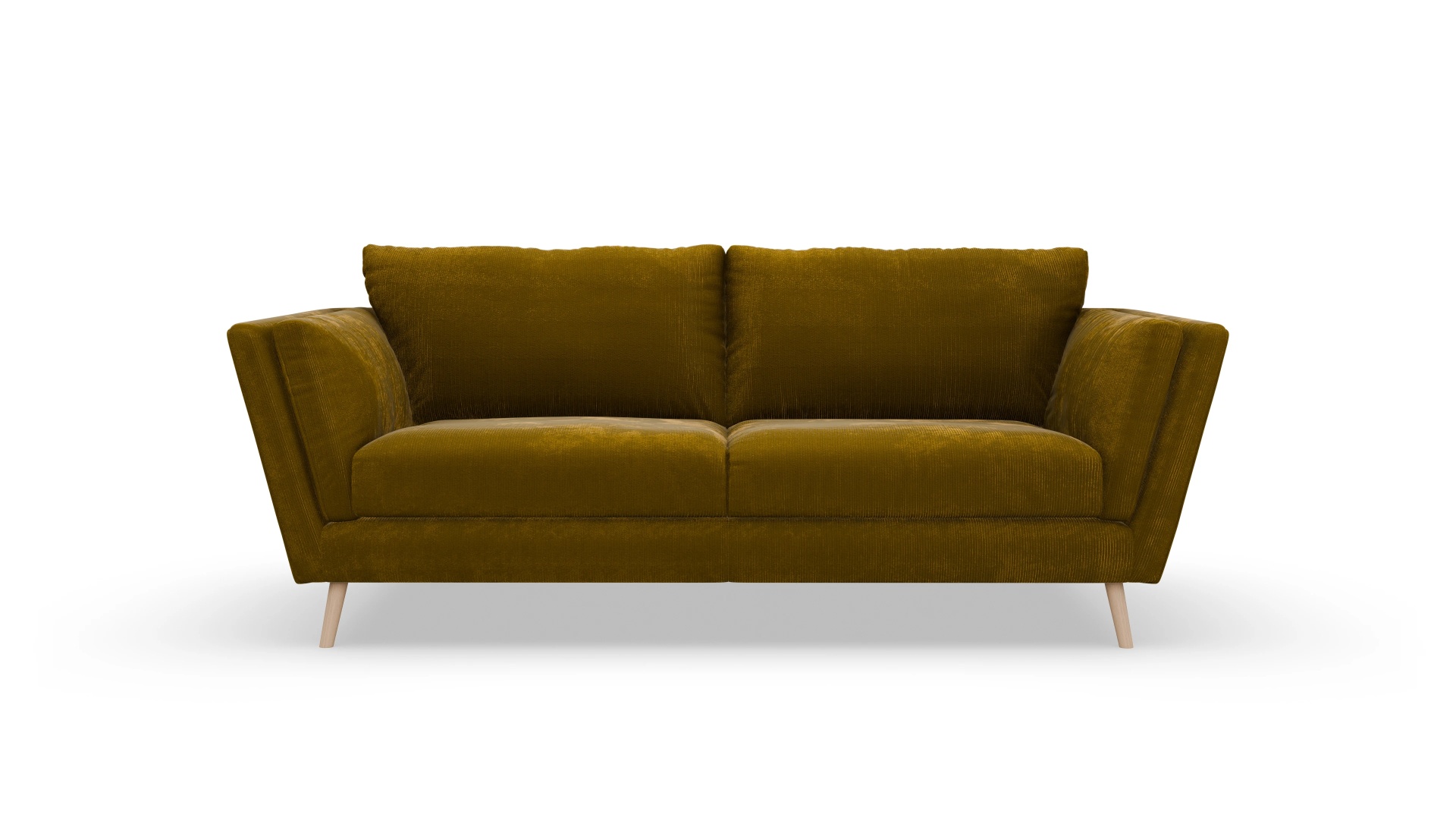 Sira Hussensofa Ansicht des Produktes Sira 3-Sitzer in Cord gelb