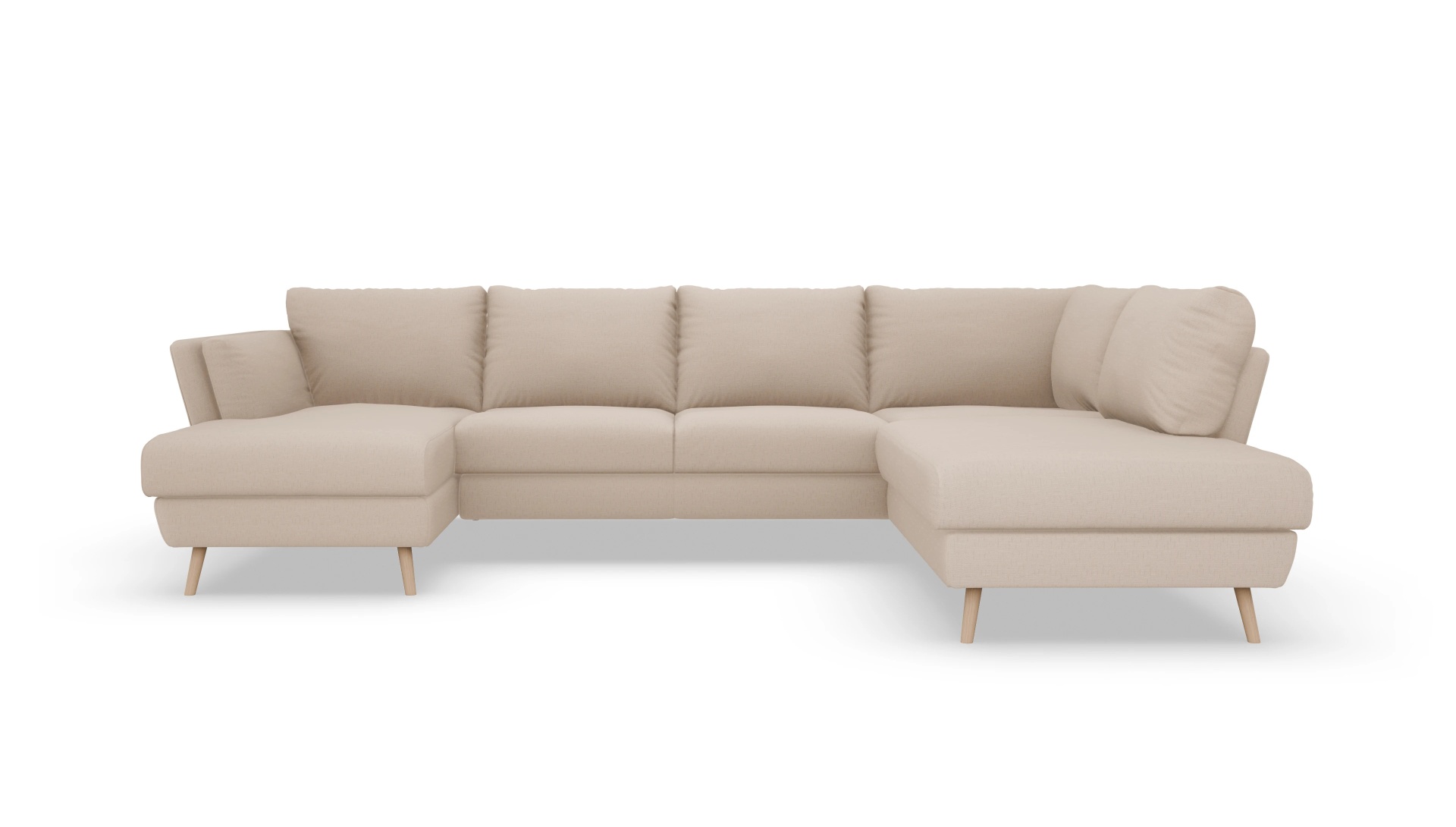 Sira Hussensofa Ansicht des Produktes Sira U-Form rechts in Stoff beige