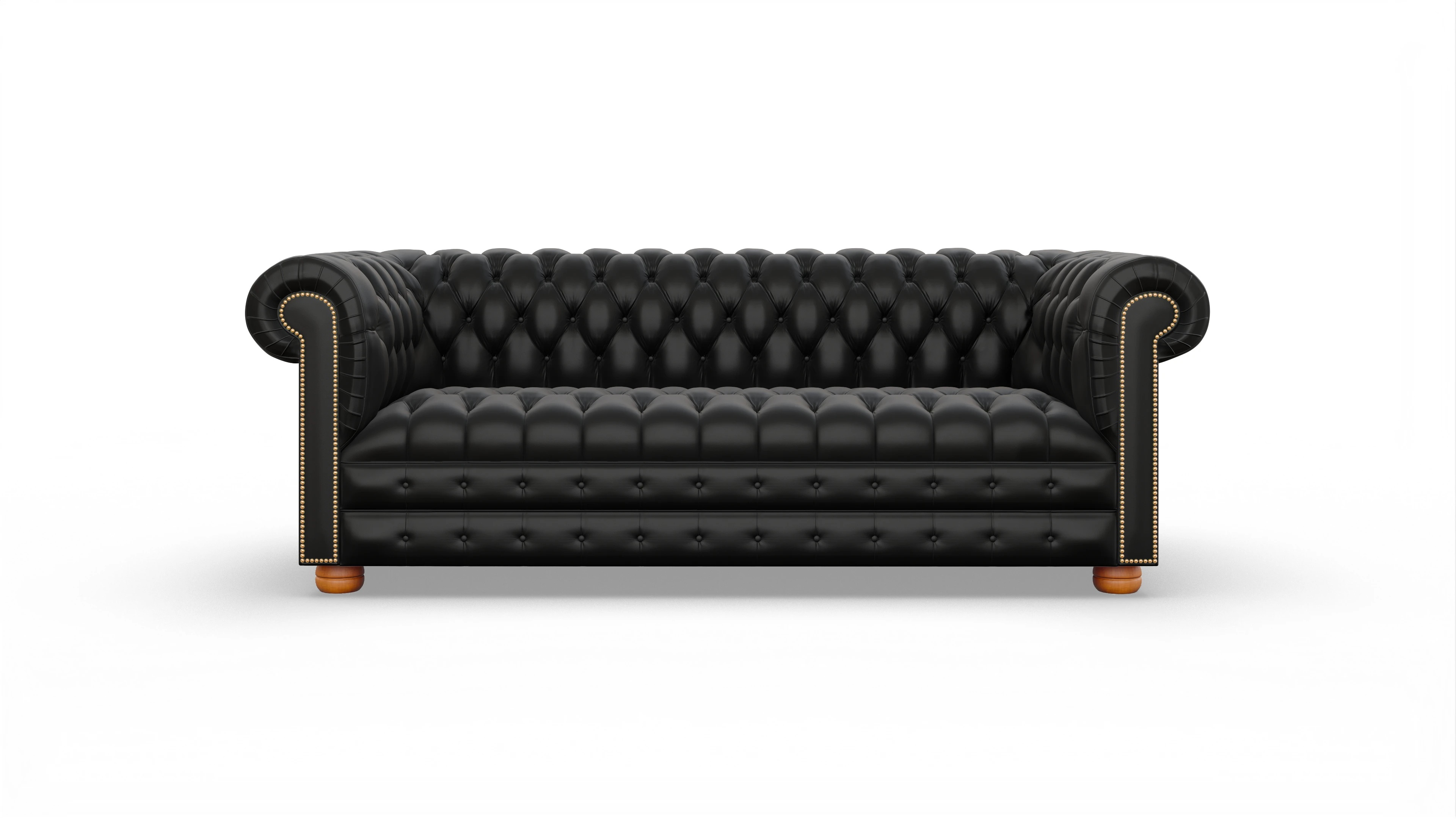 Chesterfield Sofa Osmond Ansicht des Produktes Osmond 3-Sitzer in Leder schwarz