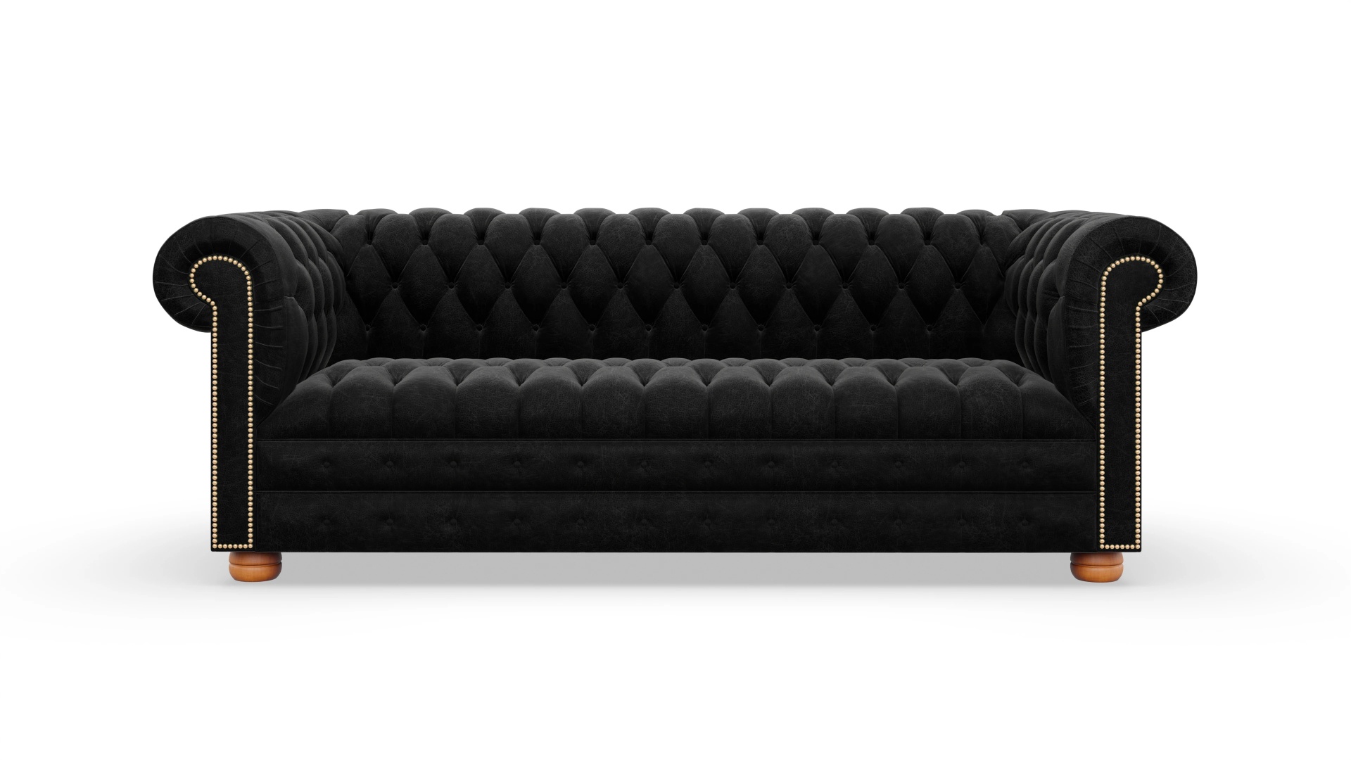 Chesterfield Sofa Osmond Ansicht des Produktes Osmond 3-Sitzer in Leder schwarz
