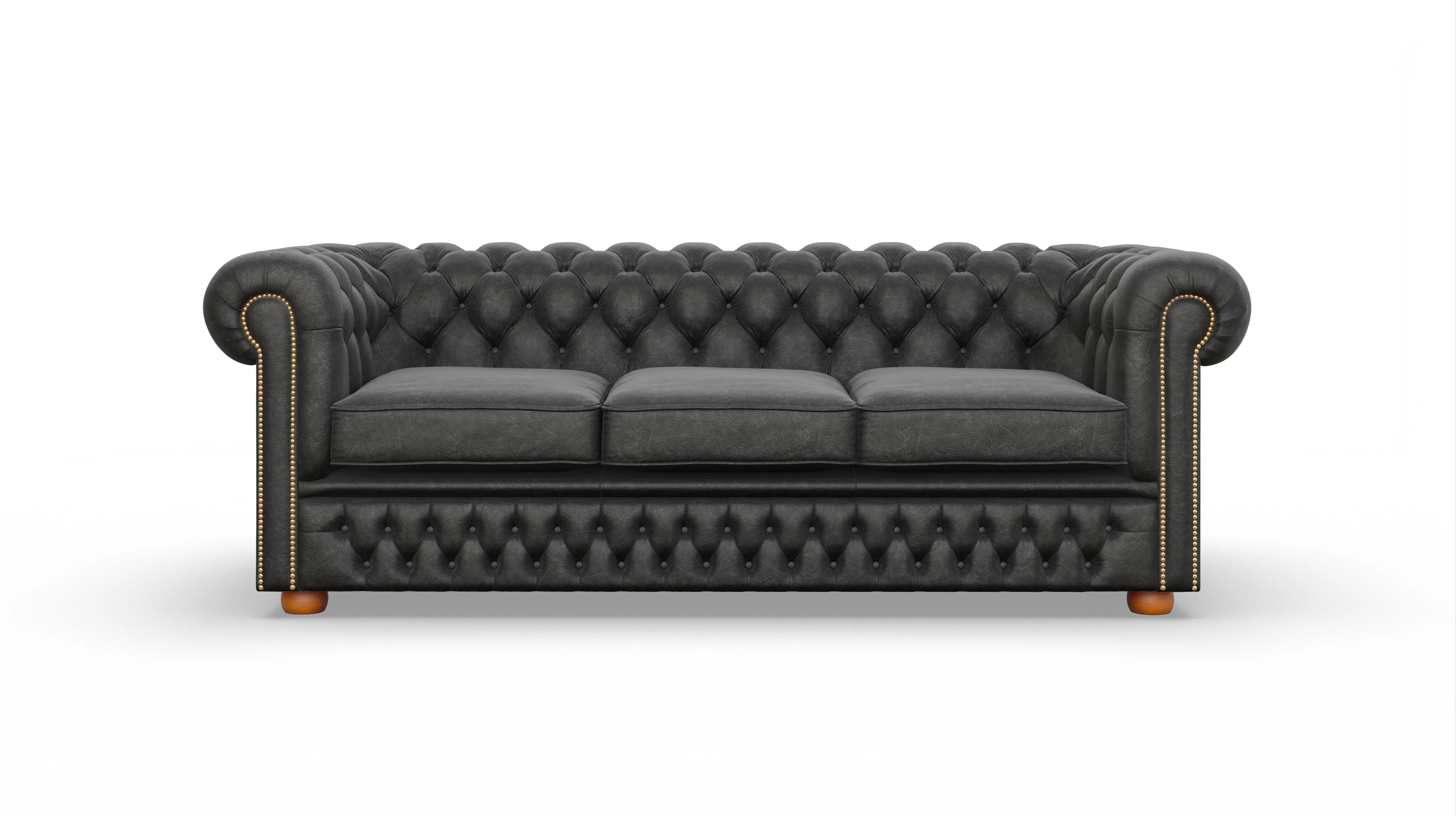 Chesterfield Sofa Islington Ansicht des Produktes Islington 3-Sitzer in Leder schwarz