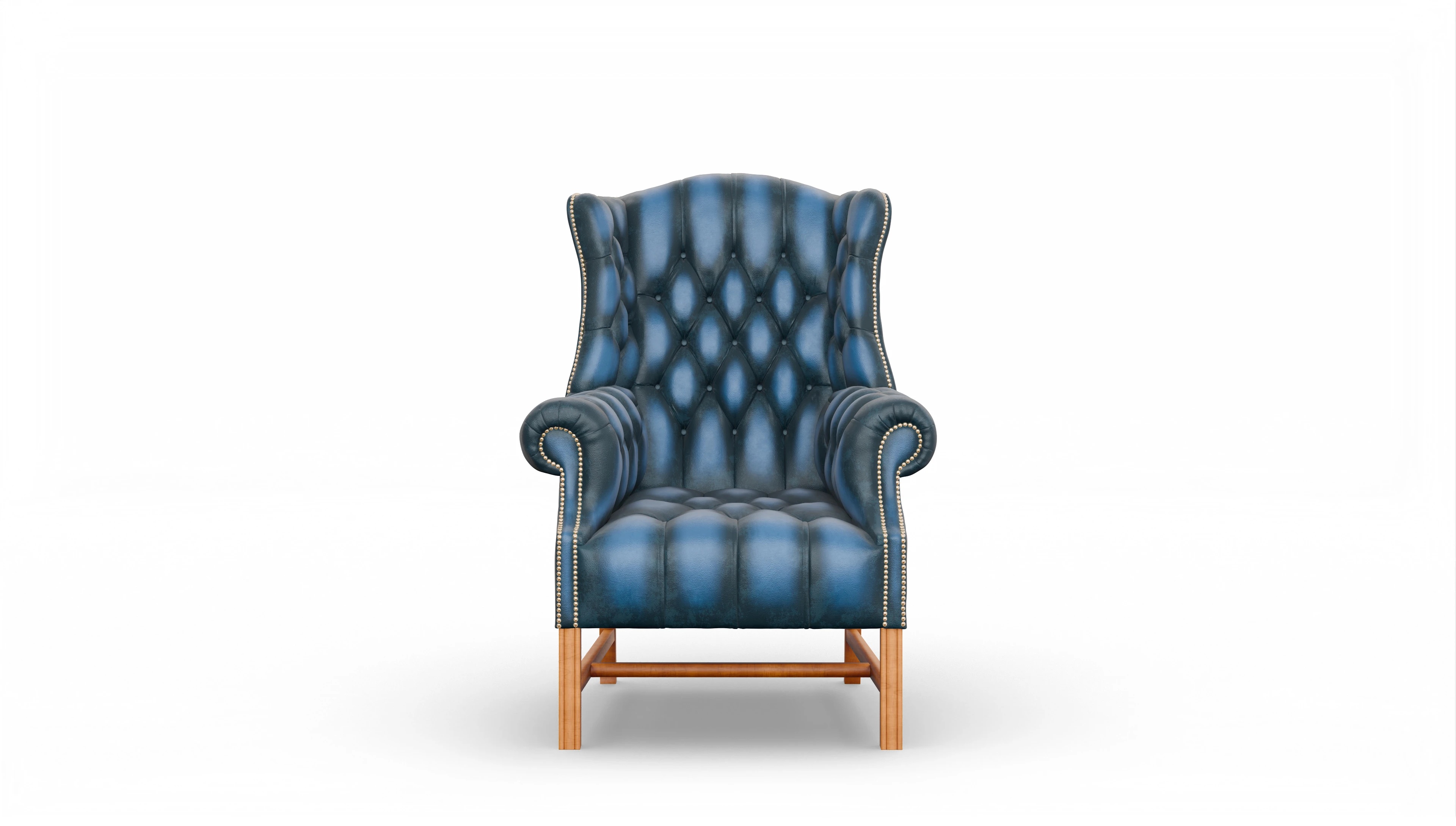 Design Ohrensessel Hawkins Leder blau