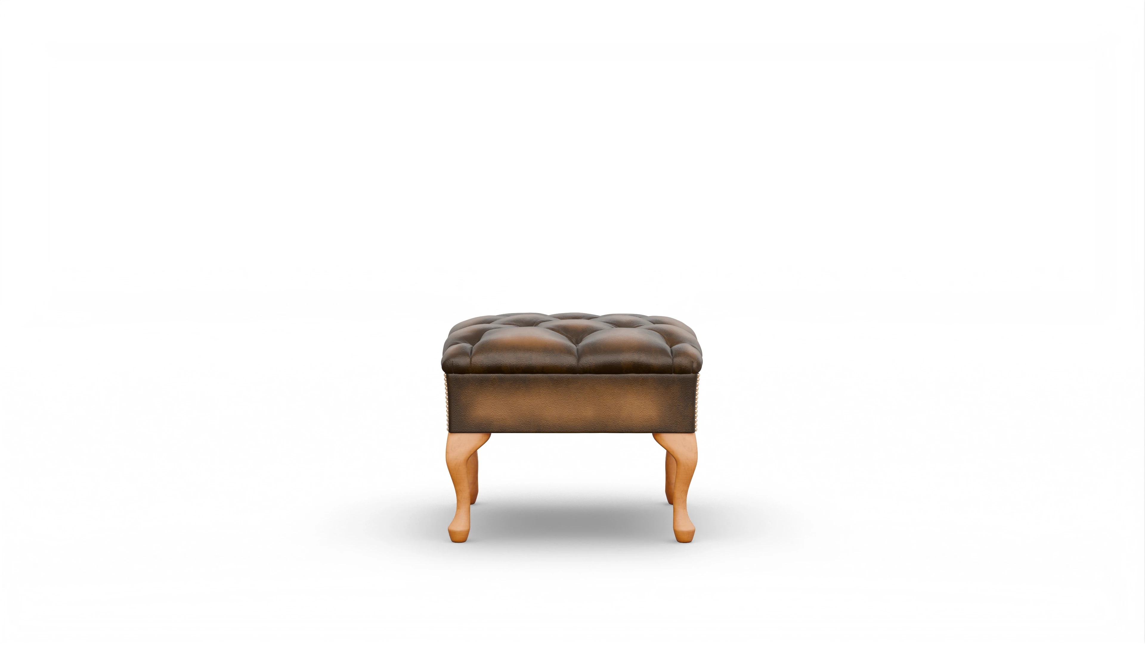 Hocker Yorkshire in Leder Ansicht des Produktes Yorkshire Hocker in Leder braun