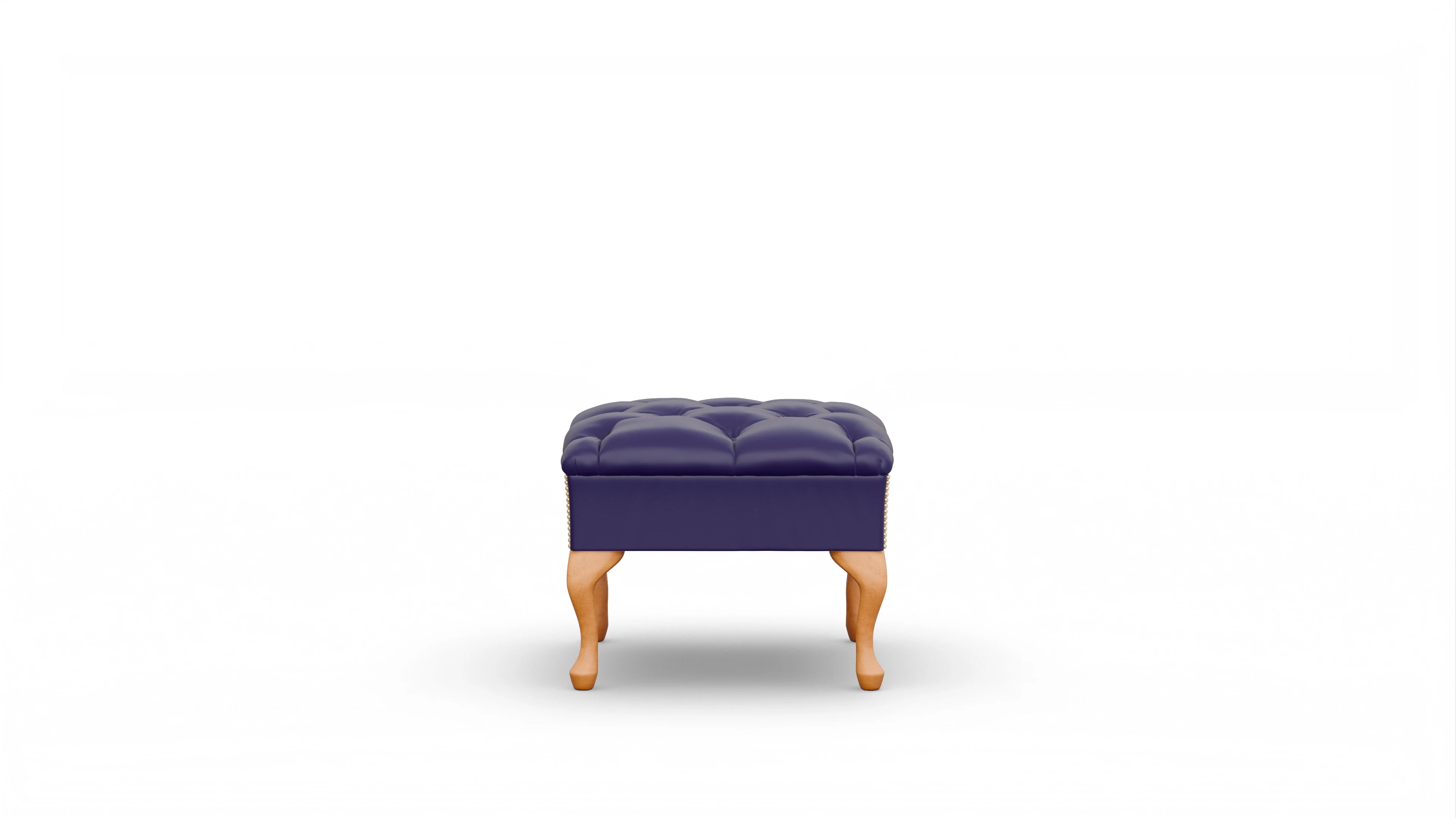 Hocker Yorkshire in Leder Ansicht des Produktes Yorkshire Hocker in Leder blau
