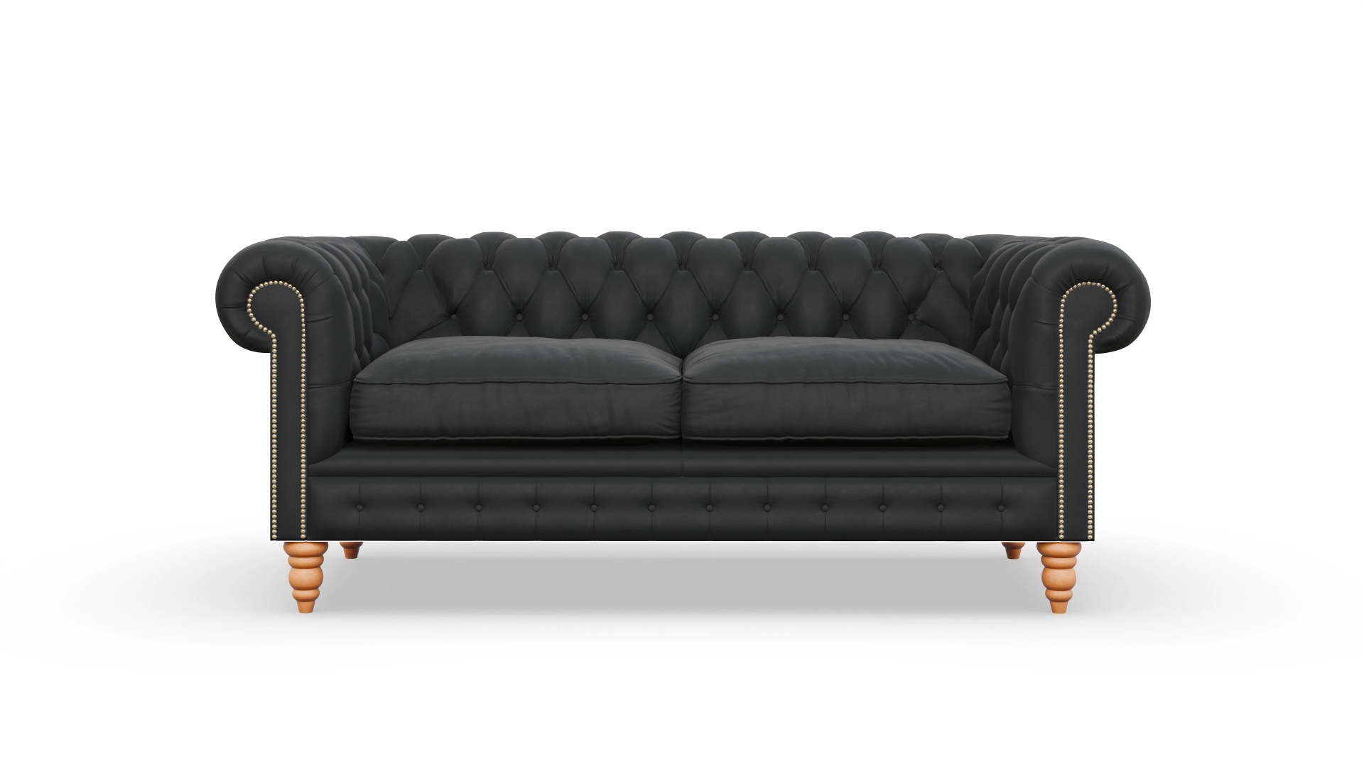 Chesterfield Sofa Bennet Ansicht des Produktes Bennet 3-Sitzer in Leder schwarz