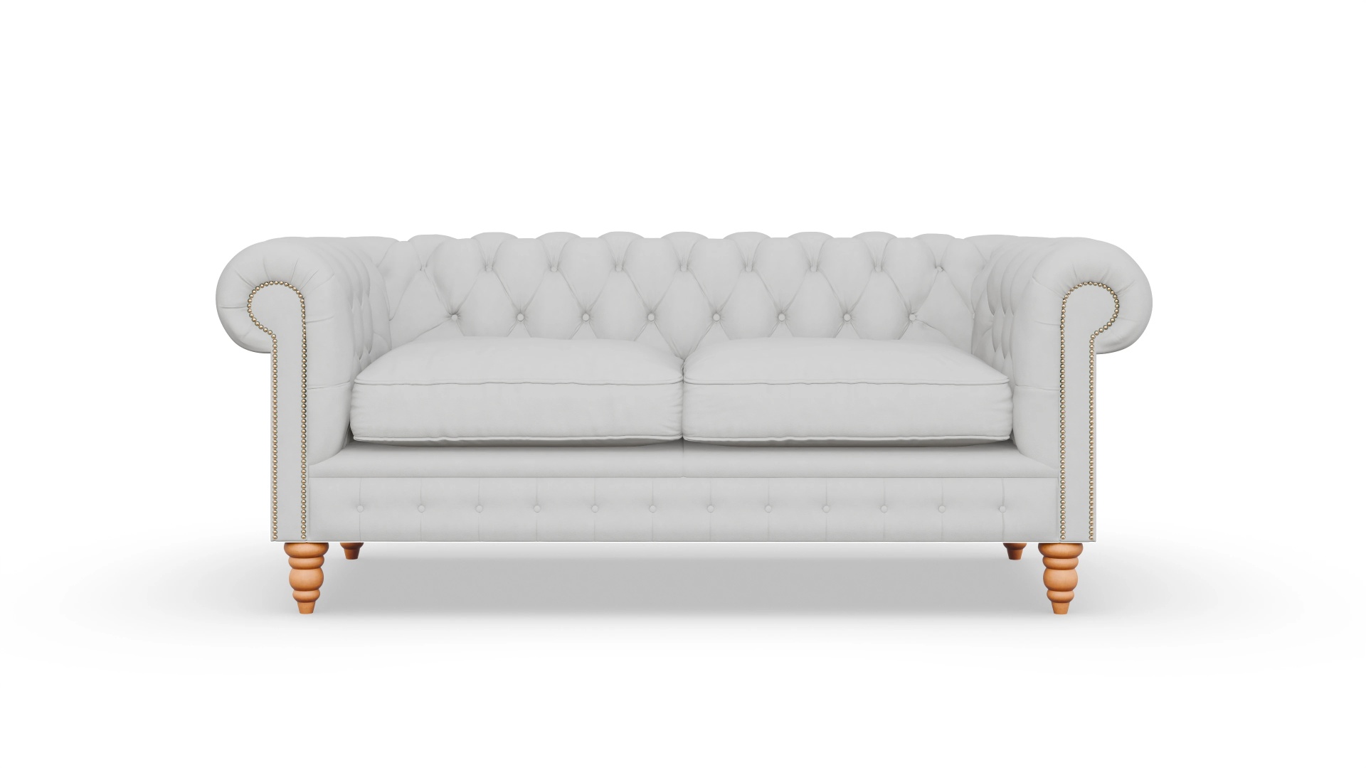 Chesterfield Sofa Bennet Ansicht des Produktes Bennet 3-Sitzer in Leder weiß