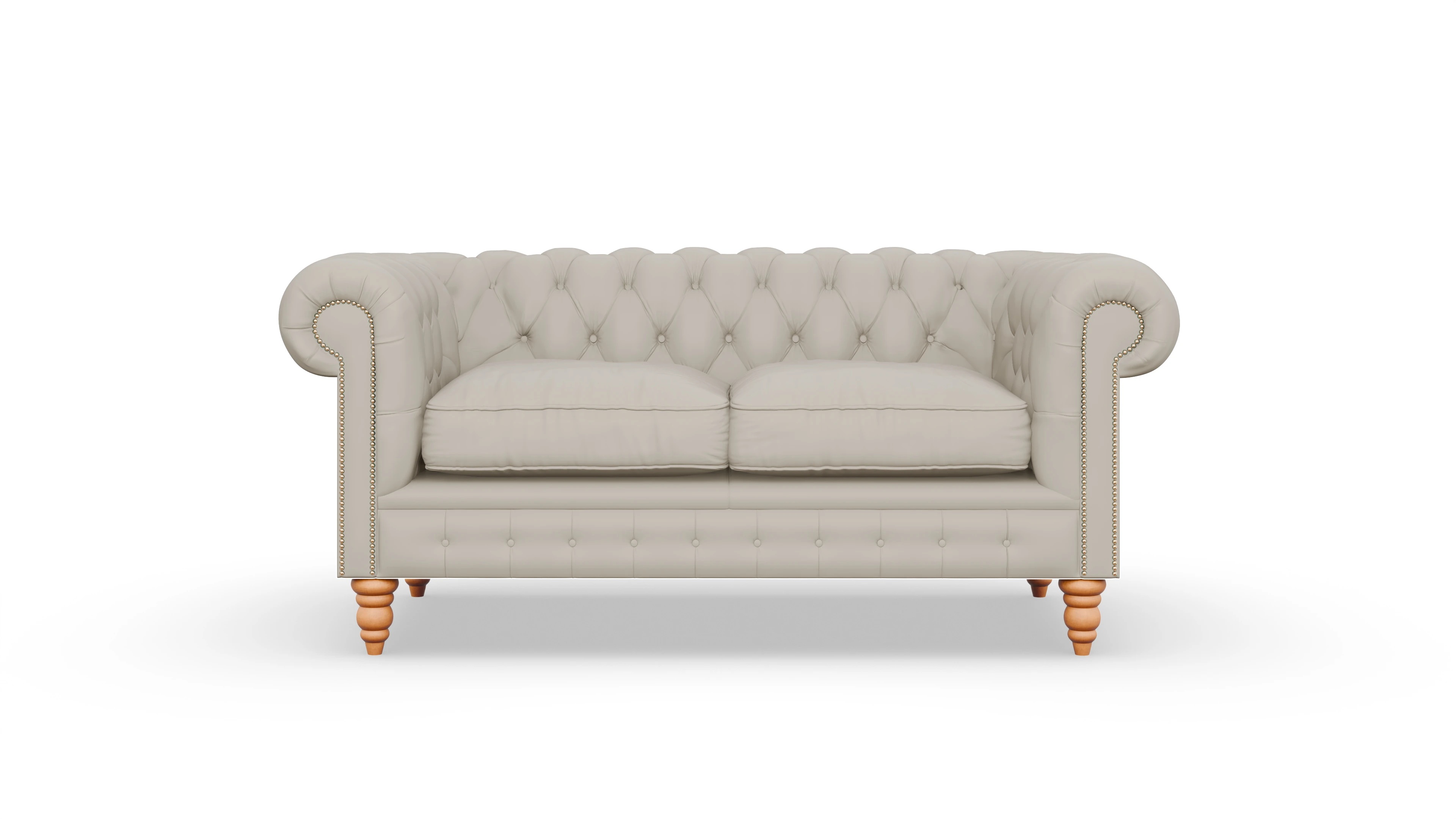 Chesterfield Sofa Bennet Ansicht des Produktes Bennet 2,5-Sitzer in Leder weiß