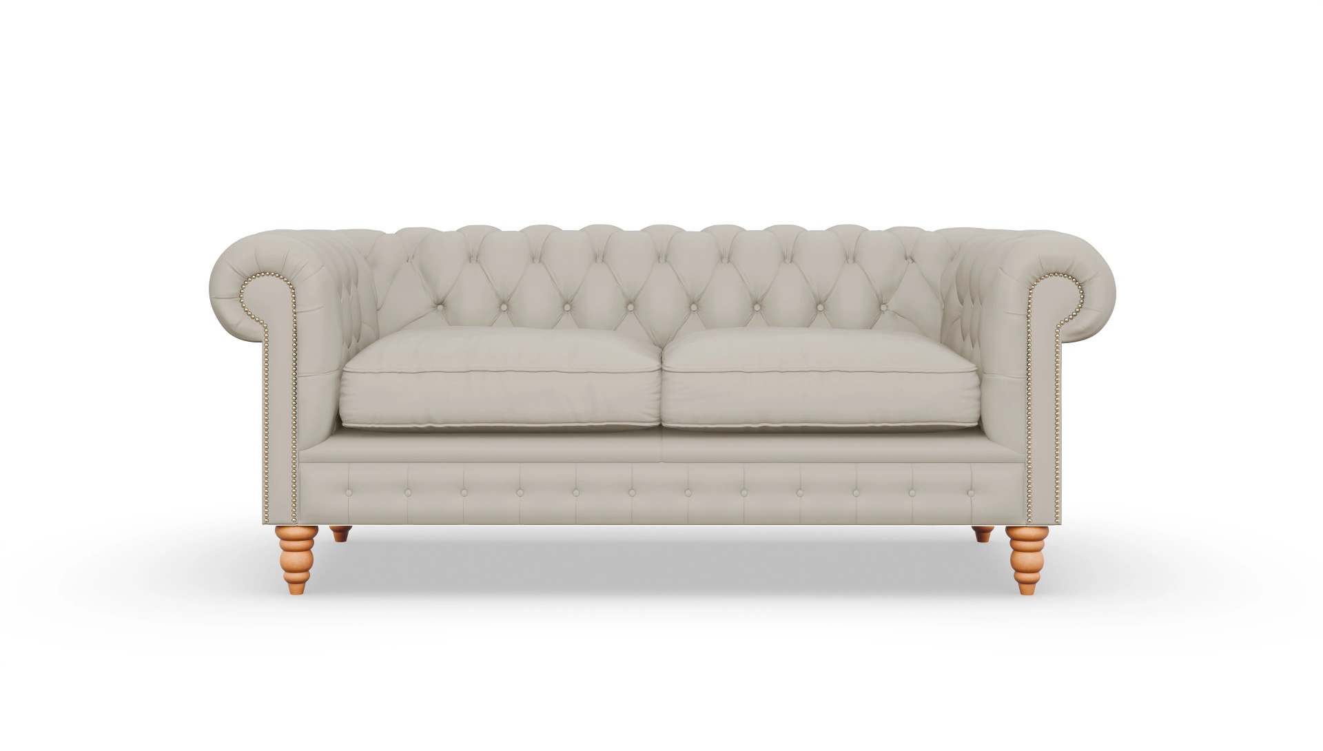 Chesterfield Sofa Bennet Ansicht des Produktes Bennet 3-Sitzer in Leder weiß