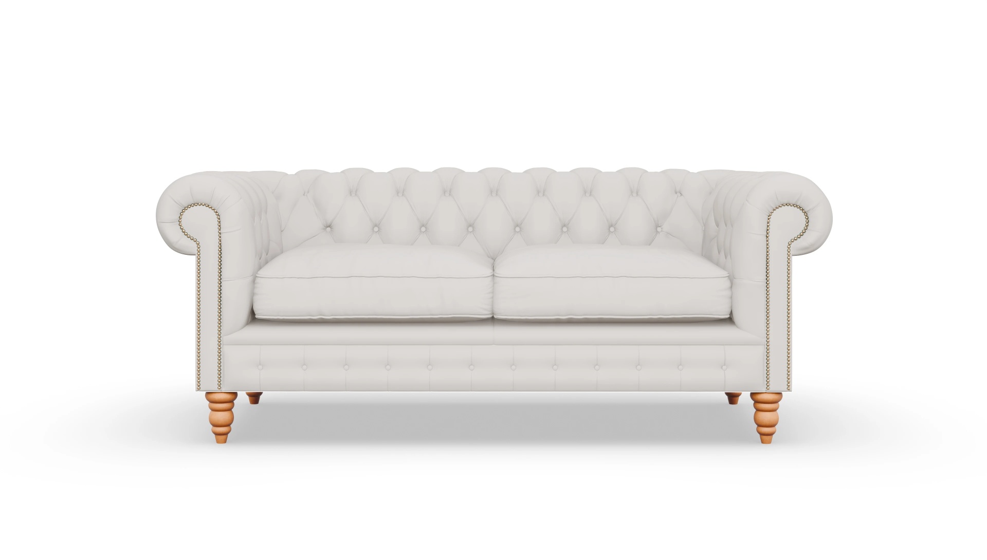 Chesterfield Sofa Bennet Ansicht des Produktes Bennet 3-Sitzer in Leder weiß