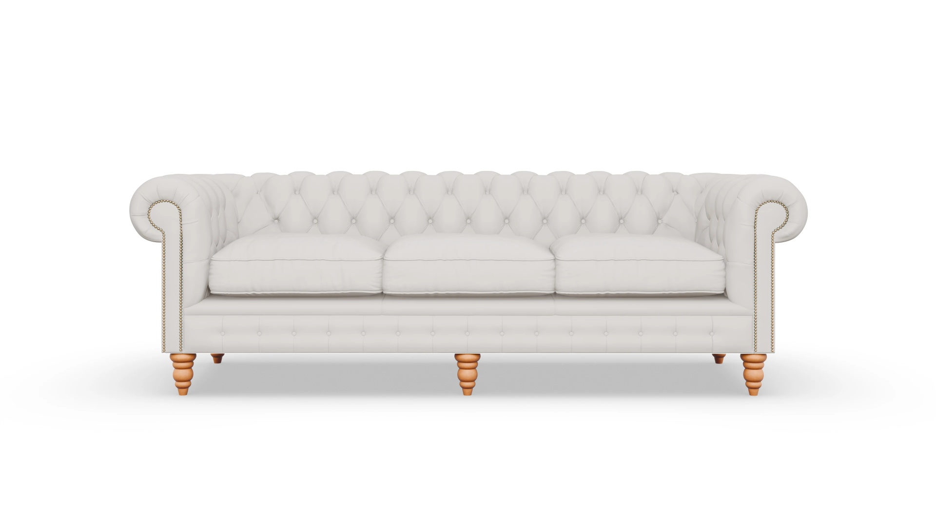 Chesterfield Sofa Bennet Ansicht des Produktes Bennet 4-Sitzer in Leder weiß