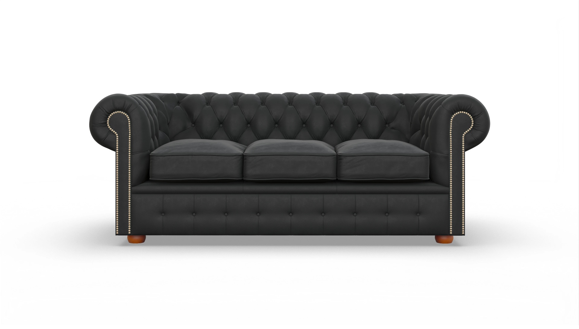 Chesterfield Sofa Brighton Ansicht des Produktes Brighton 3-Sitzer in Leder schwarz