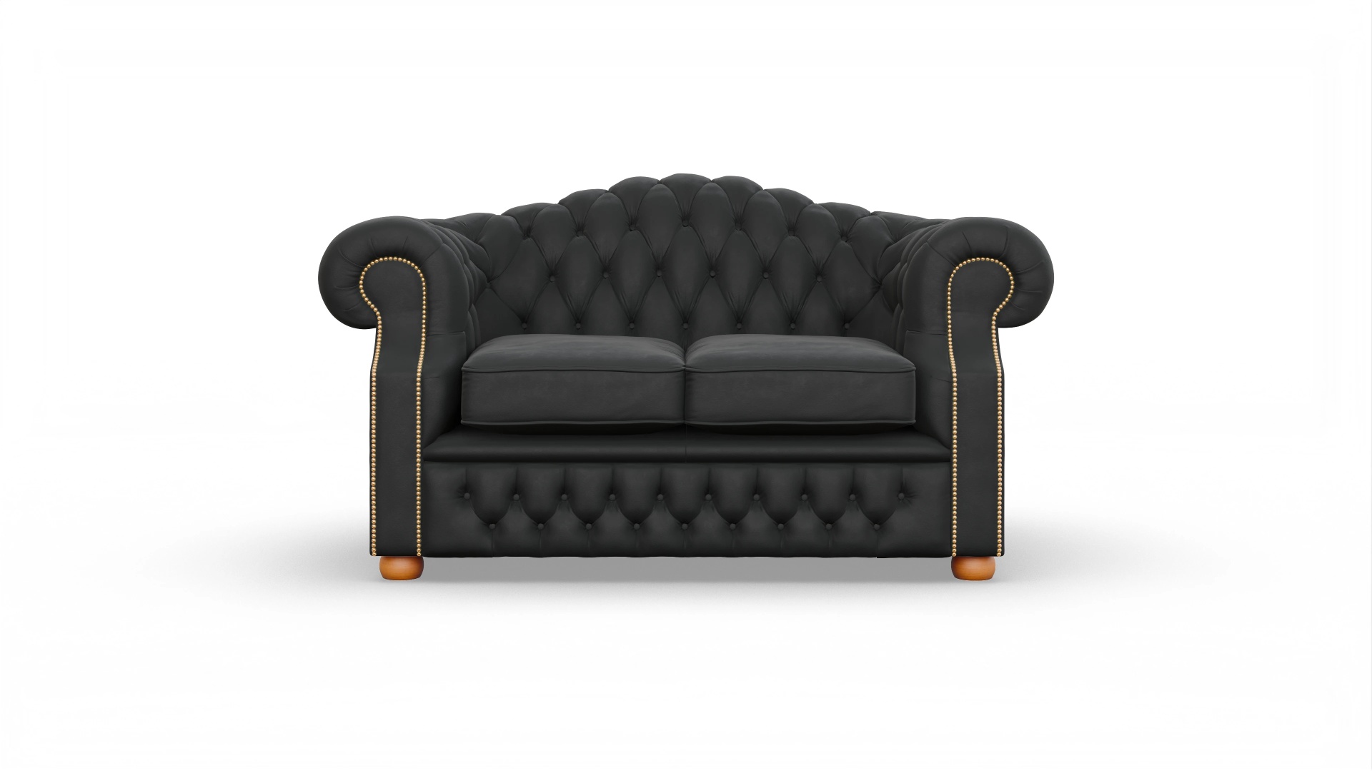 Chesterfield Sofa Yates Ansicht des Produktes Yates 3-Sitzer in Leder schwarz