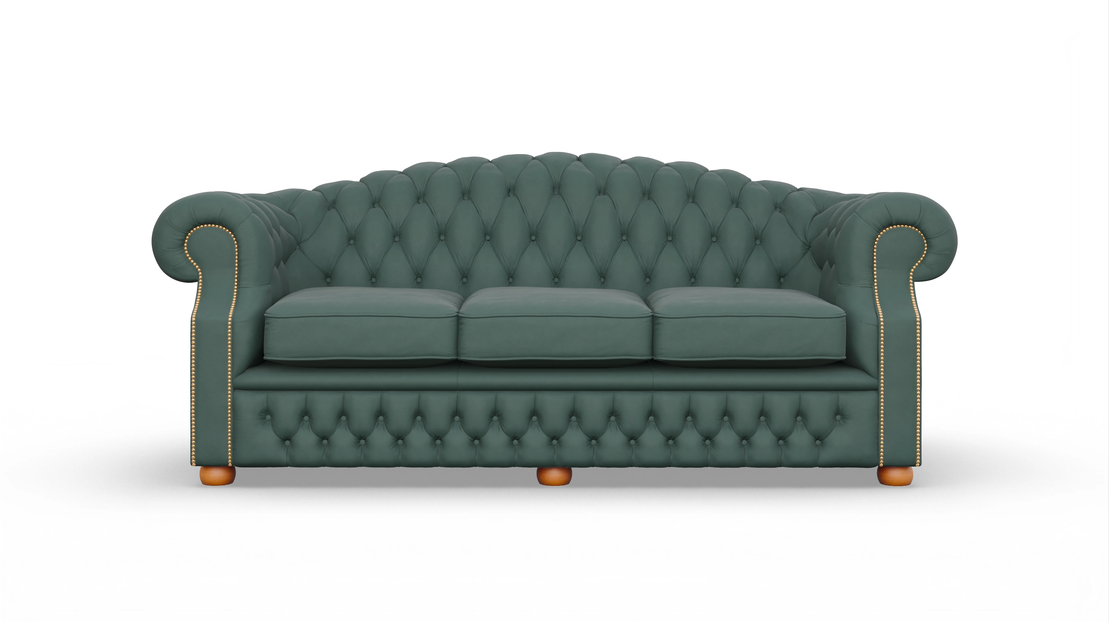 Chesterfield Sofa Yates Ansicht des Produktes Yates 3,5-Sitzer in Leder grün