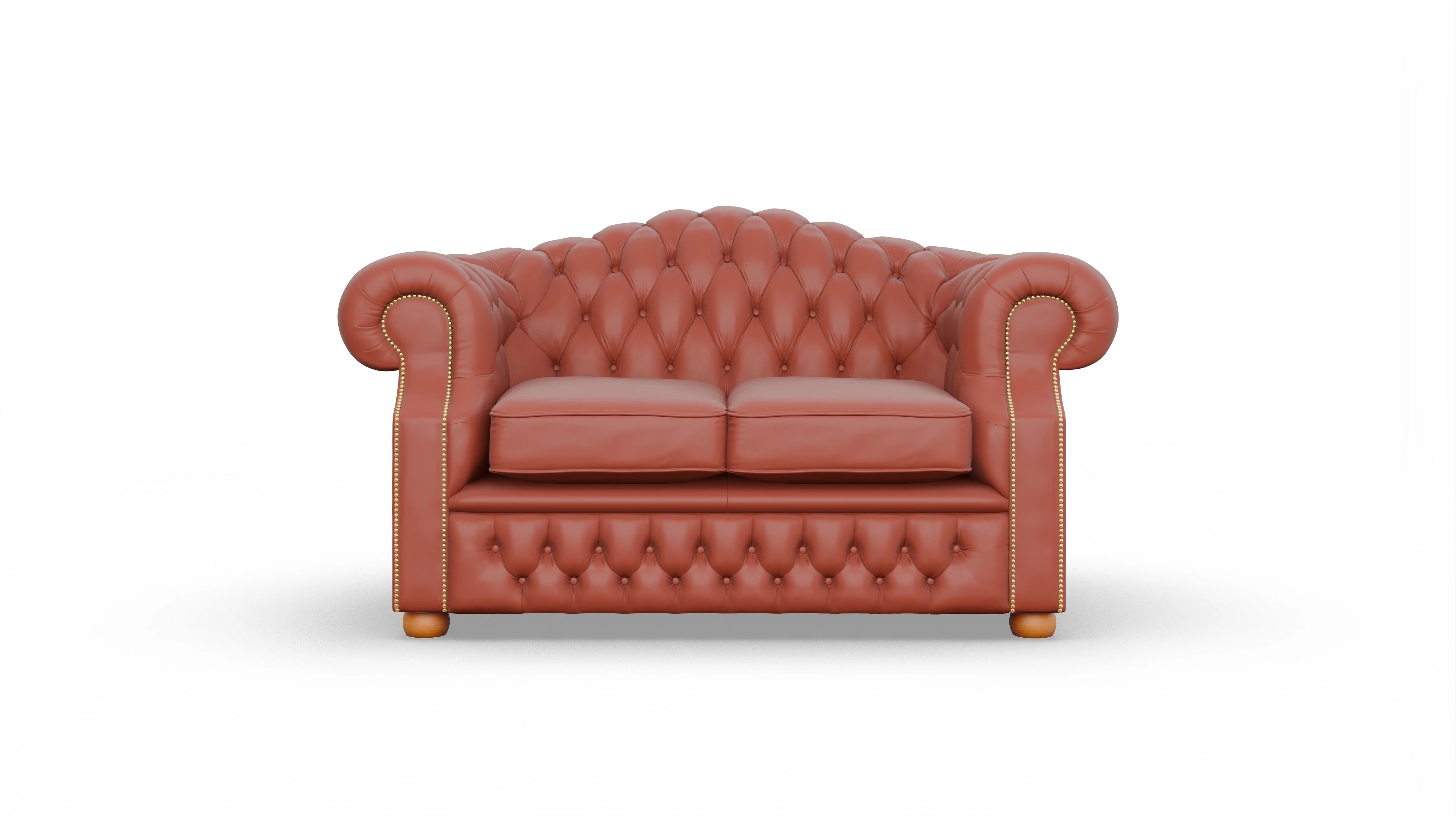 Chesterfield Sofa Yates Ansicht des Produktes Yates 2-Sitzer in Leder orange