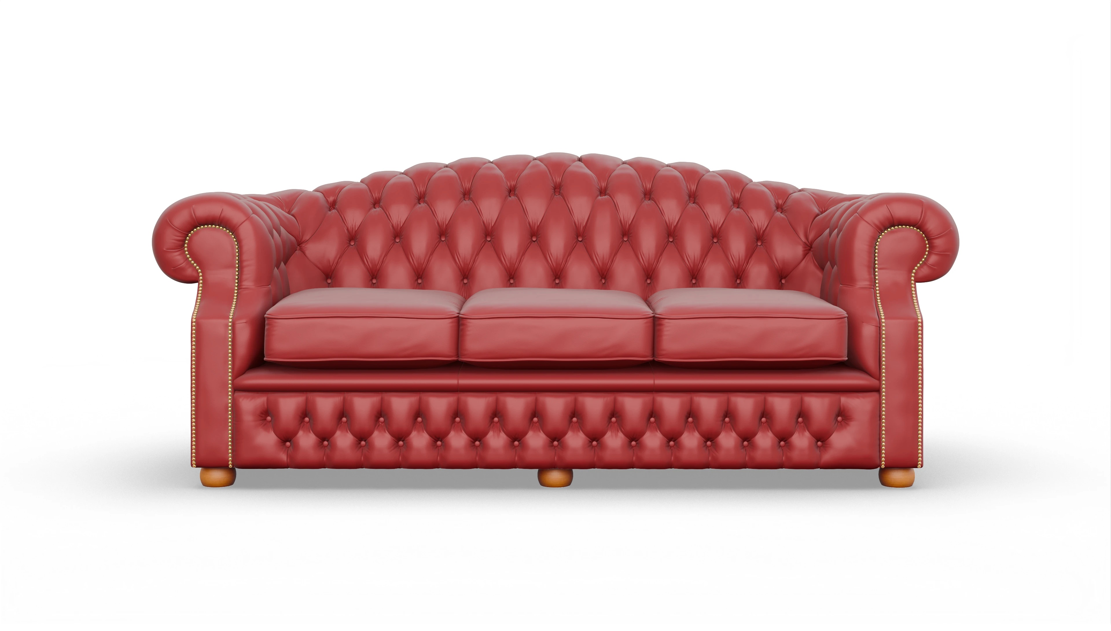 Chesterfield Sofa Yates Ansicht des Produktes Yates 3,5-Sitzer in Leder rot