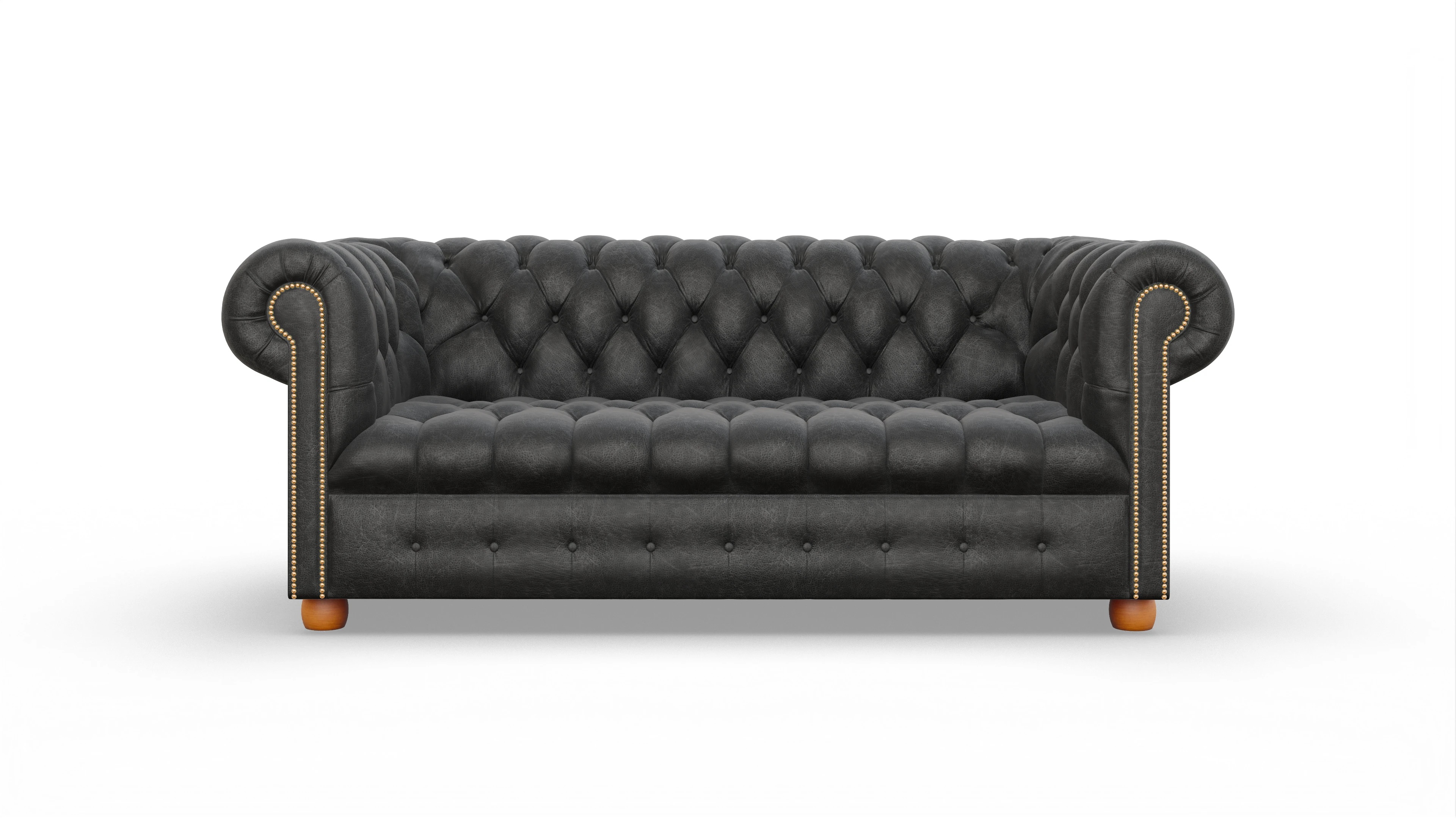 Victorian Chesterfield Sofa Bingley Ansicht des Produktes Bingley 3-Sitzer in Leder schwarz