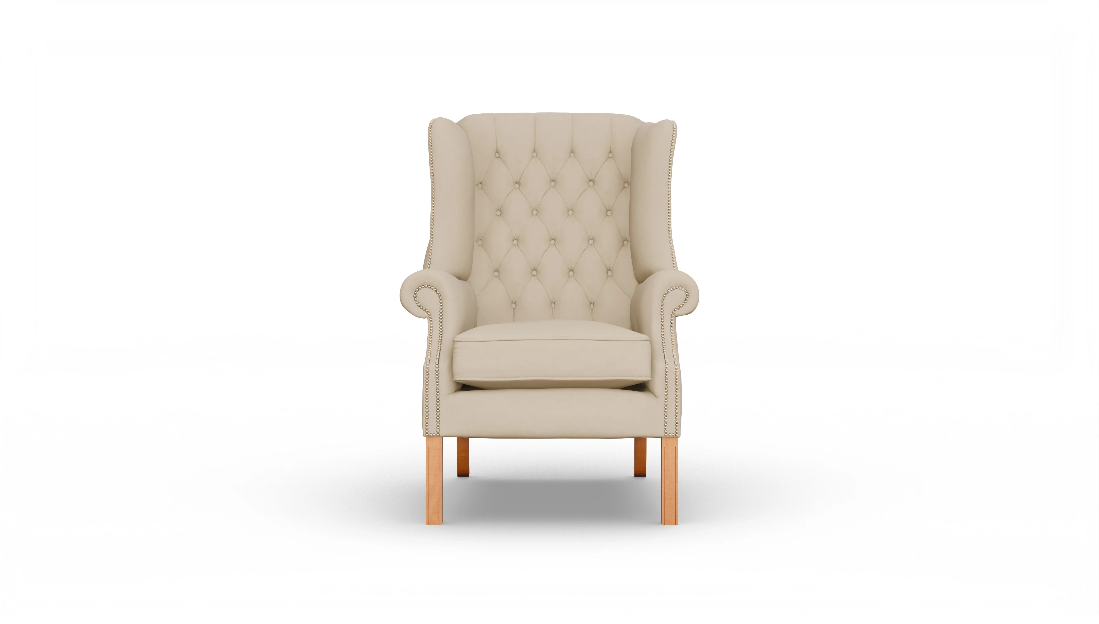 Francisco Ohrensessel Ansicht des Produktes Francisco Sessel in Leder beige