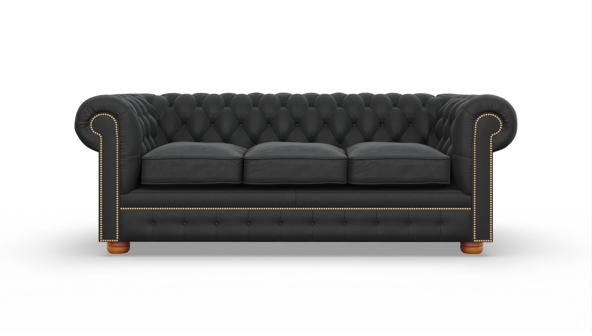 Chesterfield Sofa William Ansicht des Produktes William 3-Sitzer in Leder schwarz