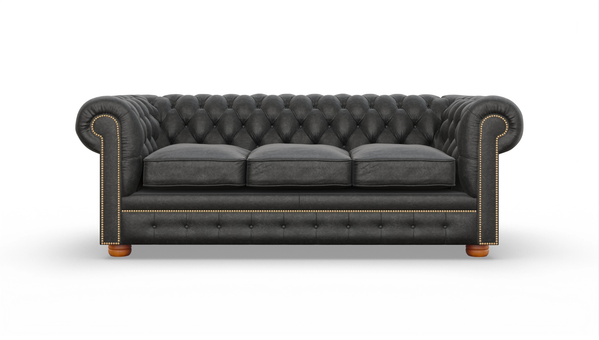 Ansicht des Produktes William 3-Sitzer in Leder schwarz