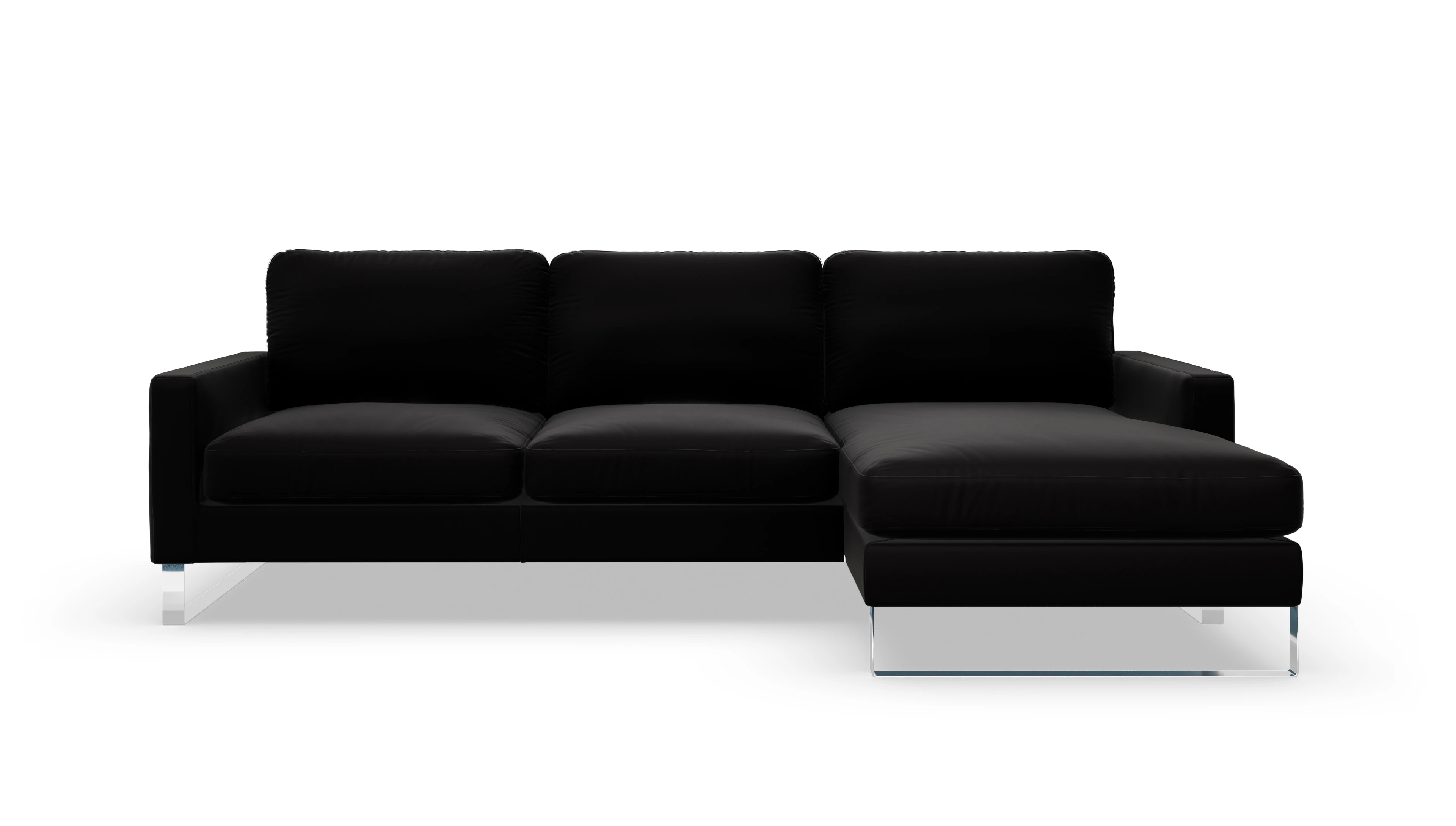 Cespon Ledersofa Ansicht des Produktes Cespon Sofa mit Rec rechts in Leder schwarz