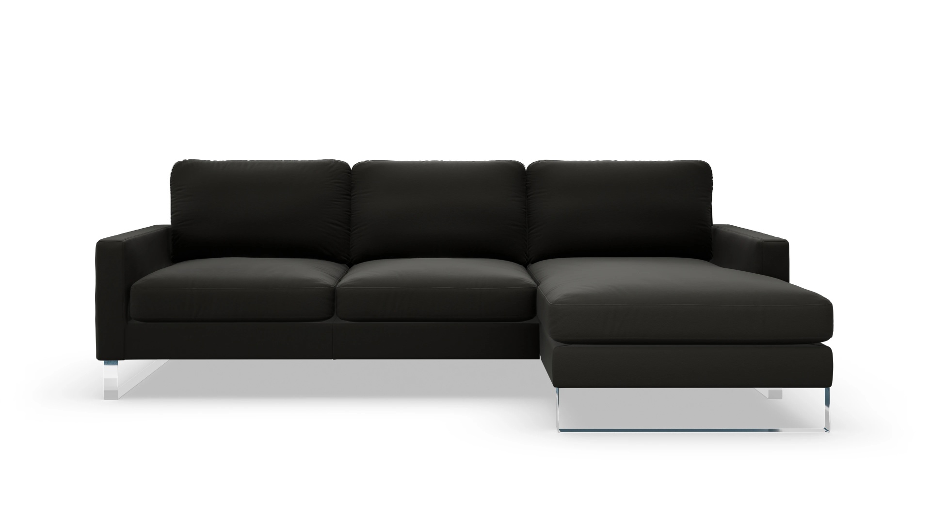 Cespon Ledersofa Ansicht des Produktes Cespon Sofa mit Rec rechts in Leder grau