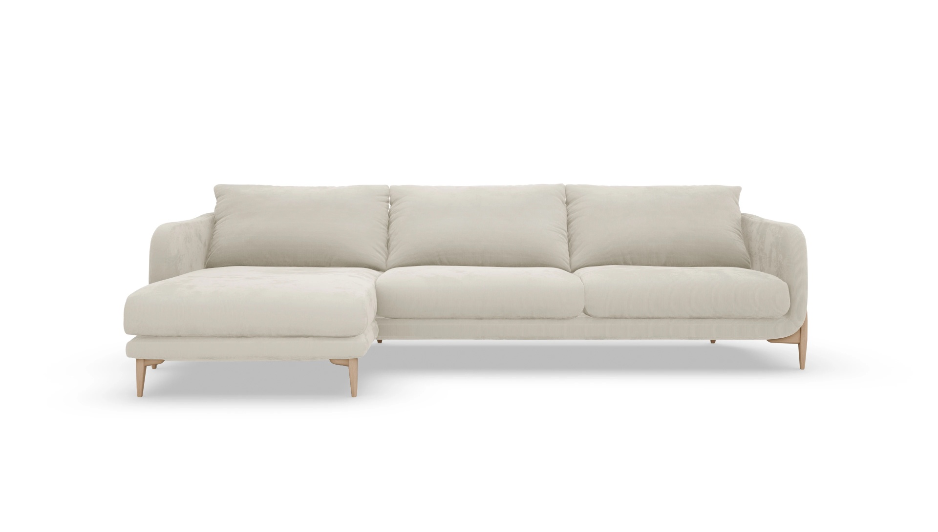Stoffsofa Iversen Ansicht des Produktes Iversen Sofa mit Rec links in Cord weiß