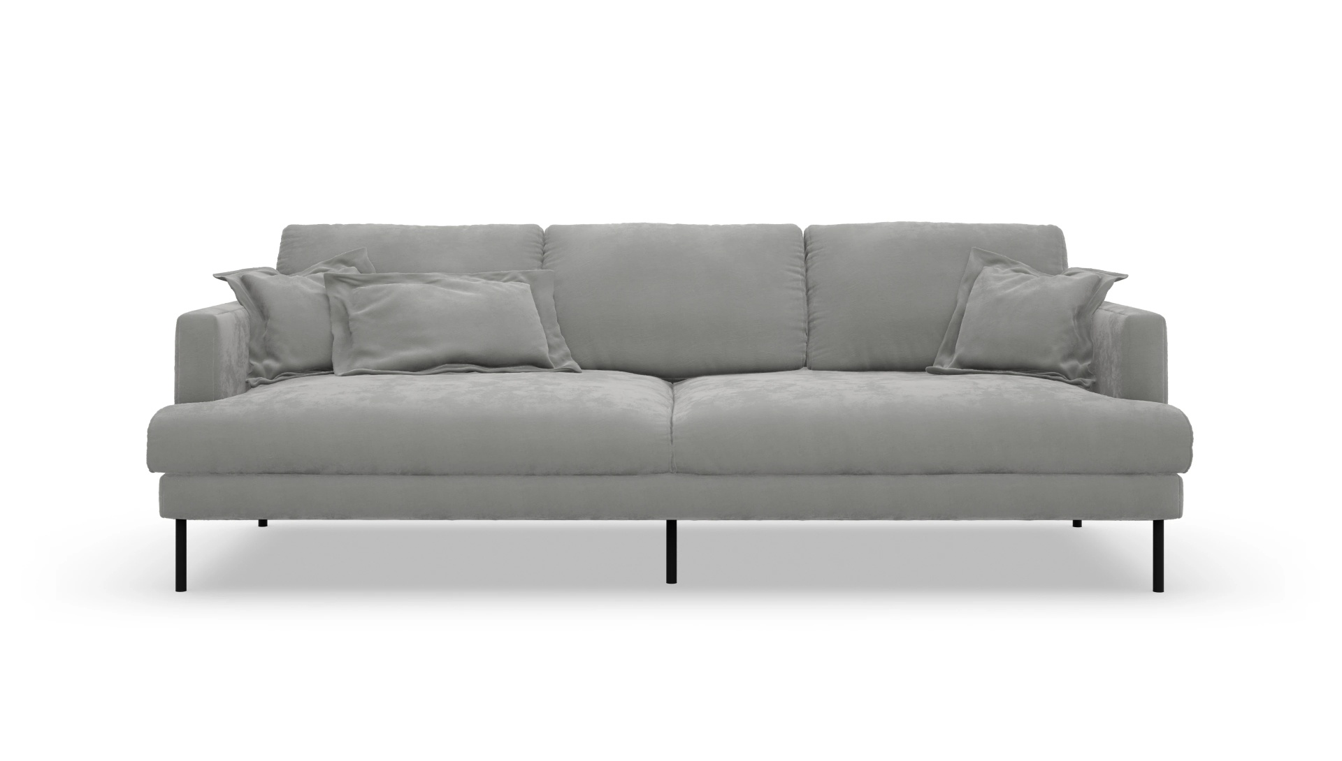 Stoffsofa Arna Ansicht des Produktes Arna 3-Sitzer in Samt grau