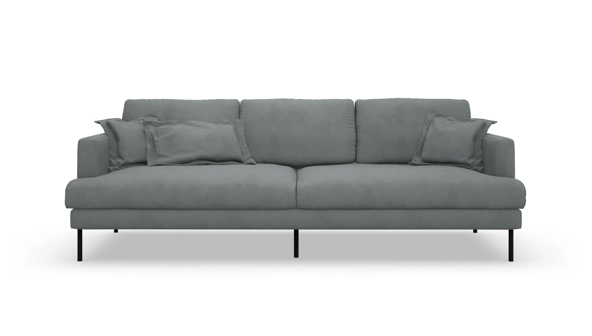 Stoffsofa Arna Ansicht des Produktes Arna 3-Sitzer in Stoff grau
