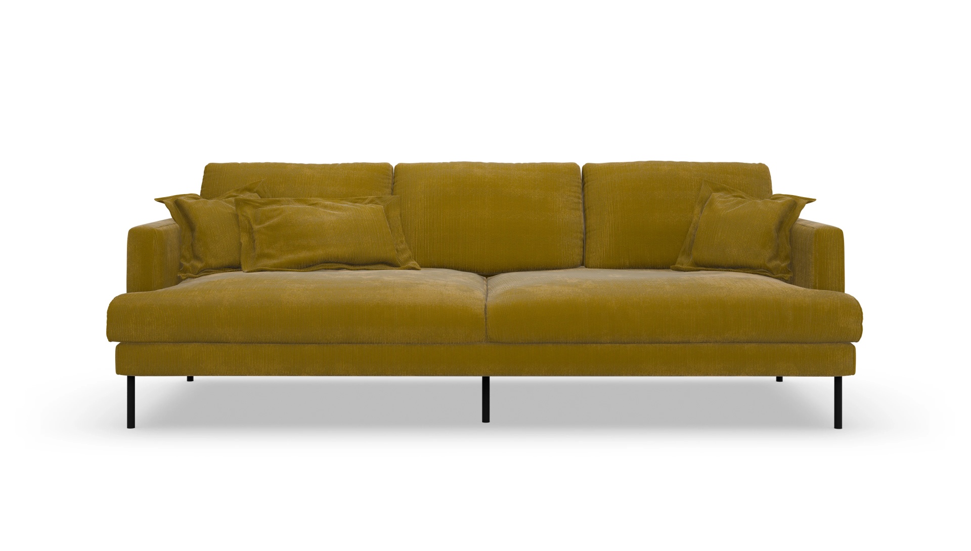 Stoffsofa Arna Ansicht des Produktes Arna 3-Sitzer in Cord gelb