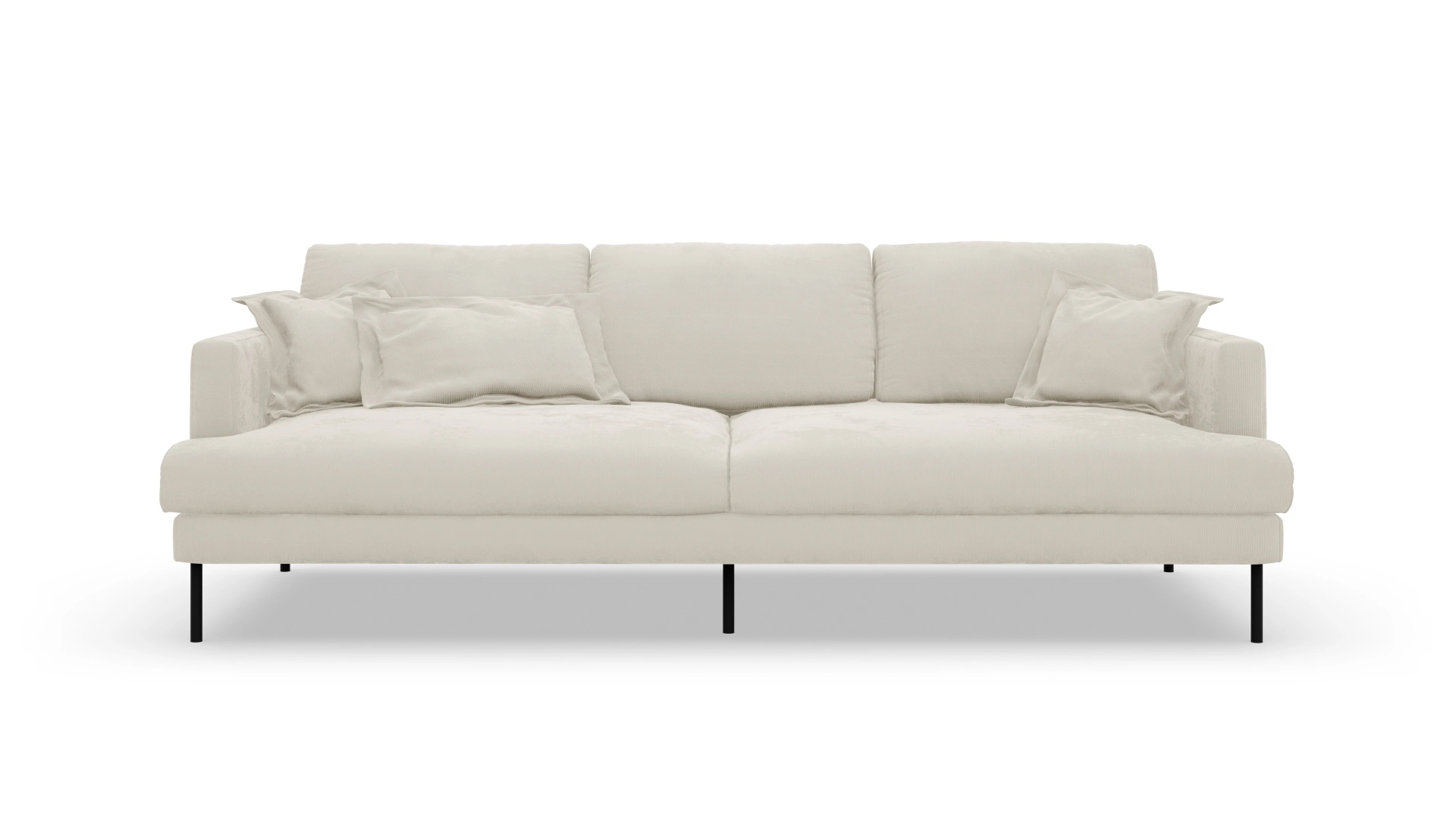 Stoffsofa Arna Ansicht des Produktes Arna 3-Sitzer in Cord weiß