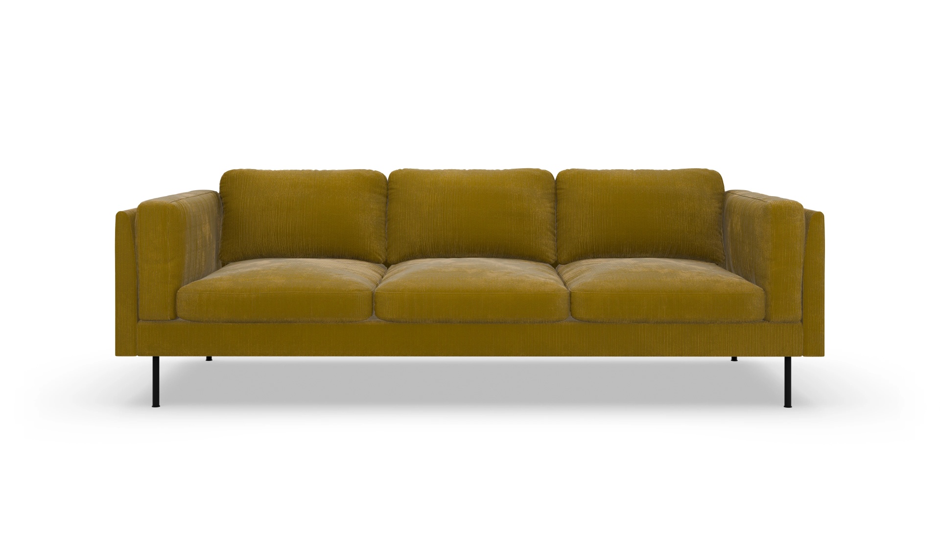 Designer-Sofa Henriksen in Stoff Ansicht des Produktes Henriksen 3,5-Sitzer in Cord gelb