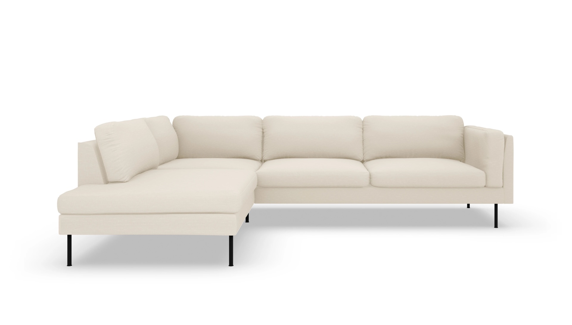 Ansicht des Produktes Henriksen Sofa mit Ottomane links in Stoff weiß