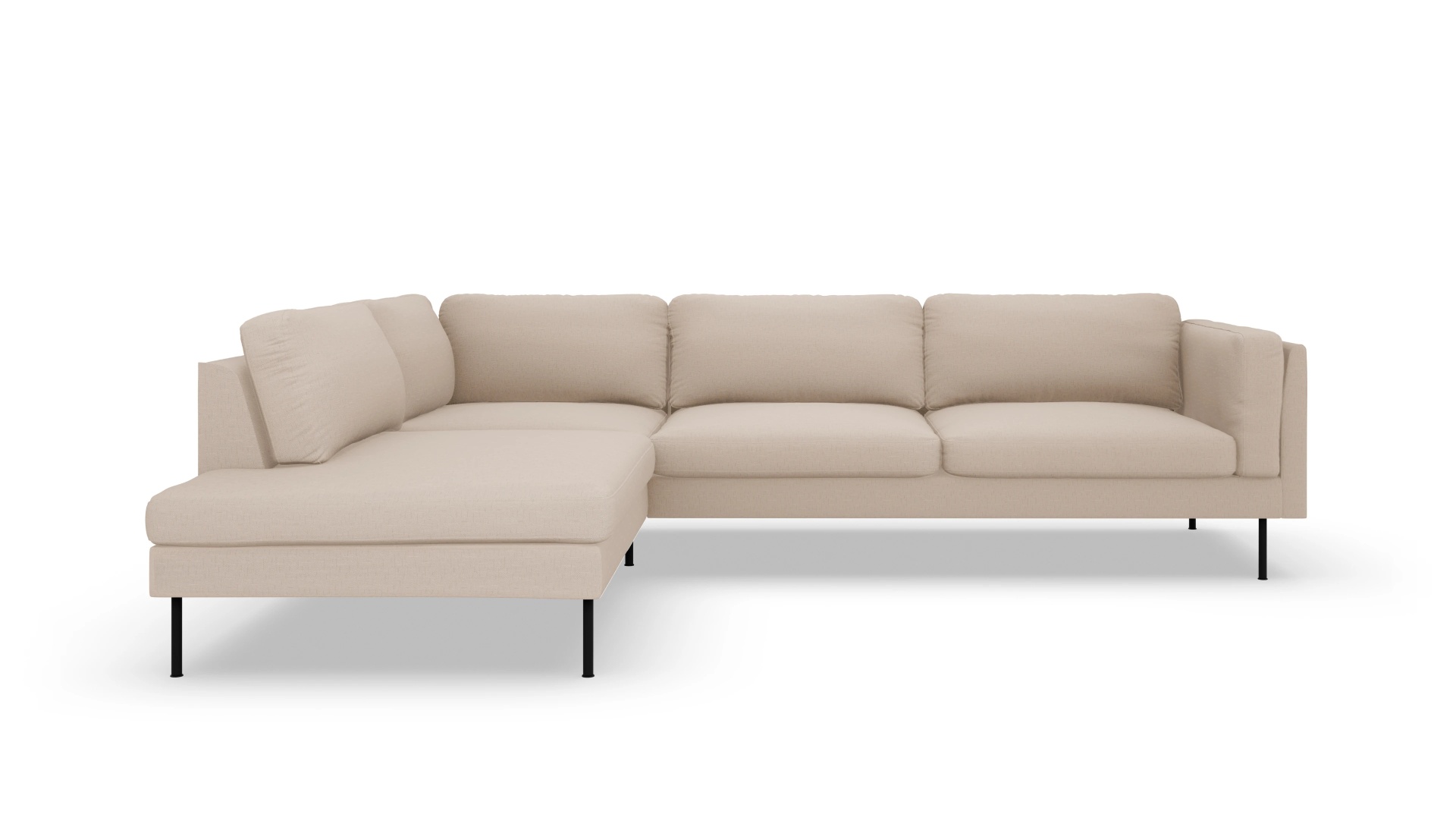 Ansicht des Produktes Henriksen Sofa mit Ottomane links in Stoff beige