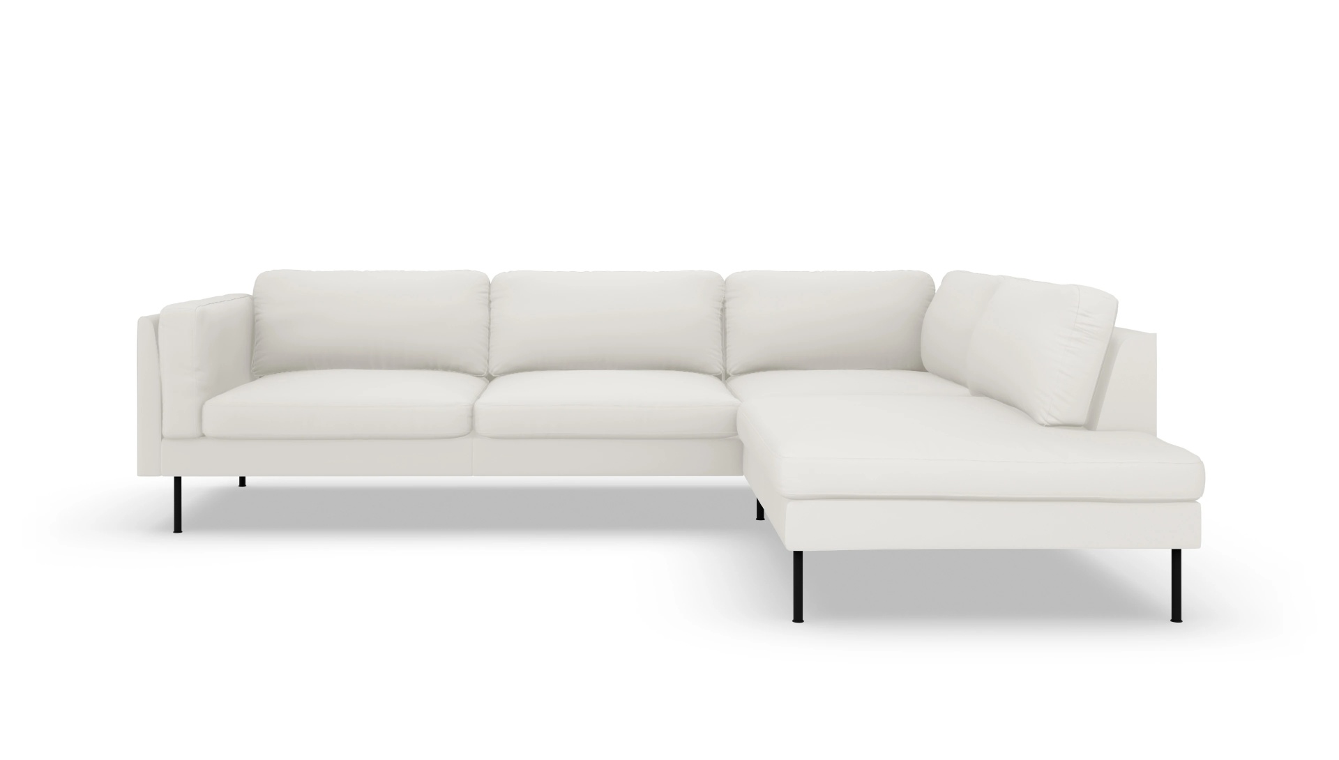 Ansicht des Produktes Henriksen Sofa mit Ottomane rechts in Leder weiß