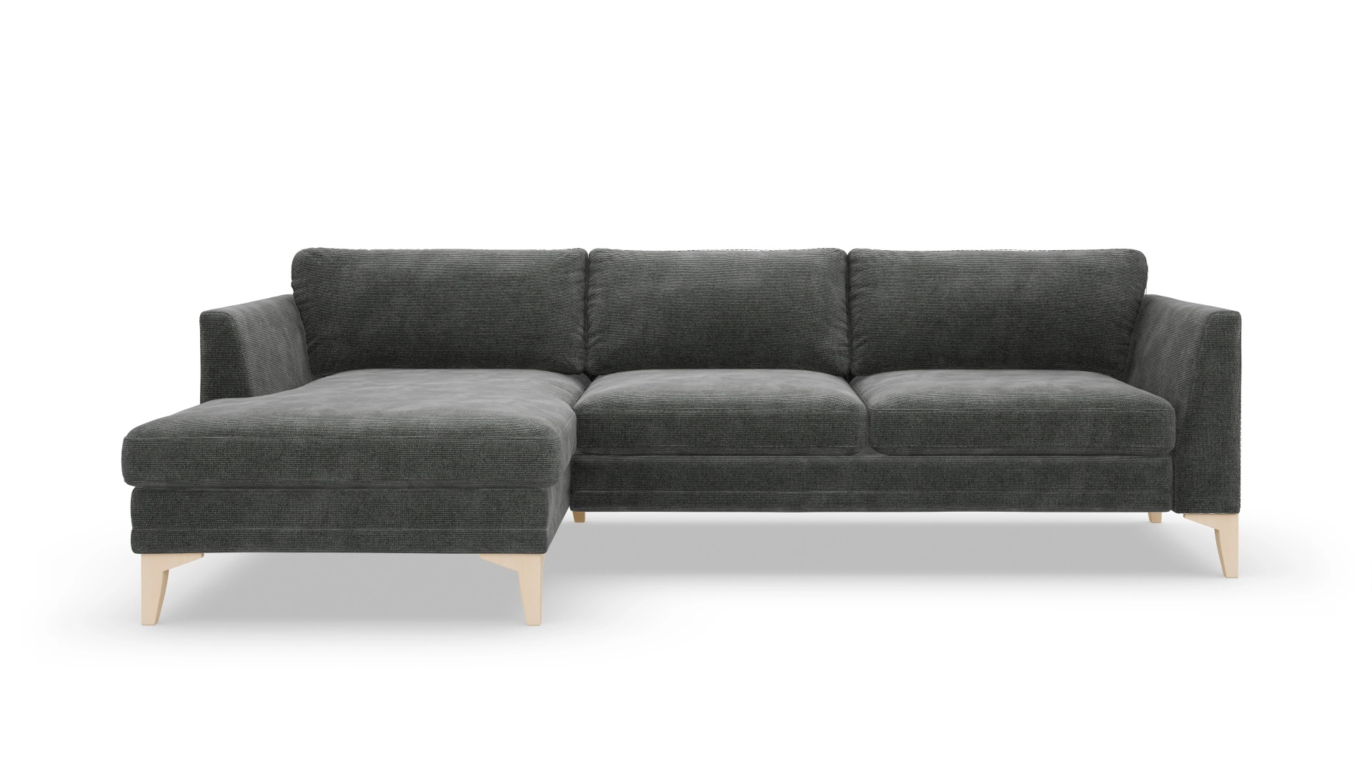 Stoffsofa Fairfield Ansicht des Produktes Fairfield Sofa mit Rec links in Stoff grau