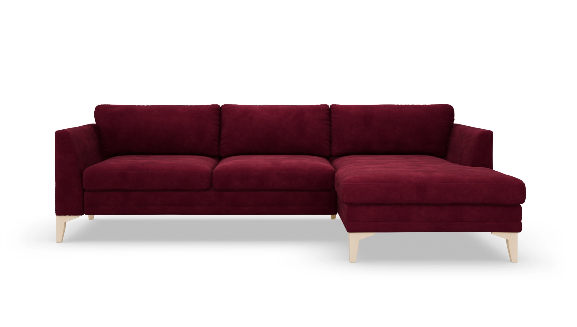 Stoffsofa Fairfield Ansicht des Produktes Fairfield Sofa mit Rec rechts in Samt rot