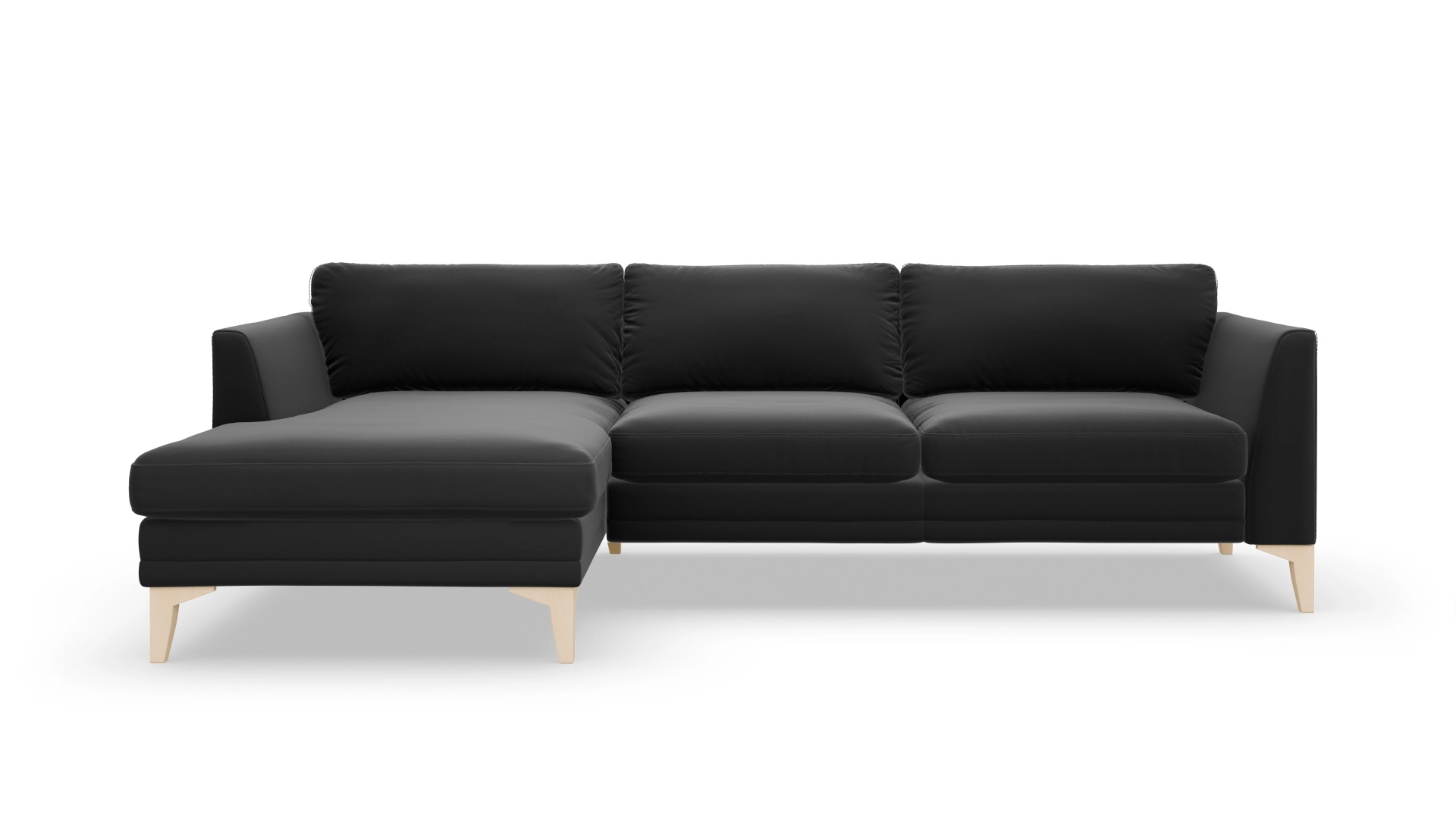 Ledersofa Fairfield Ansicht des Produktes Fairfield Sofa mit Rec links in Leder schwarz