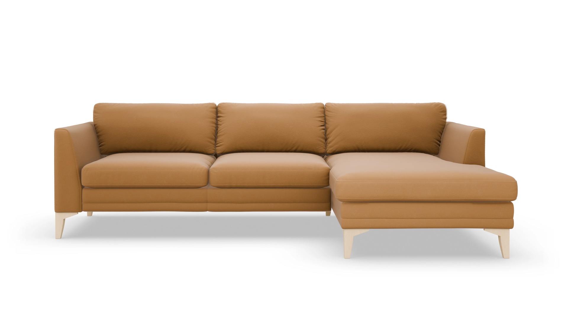 Ledersofa Fairfield Ansicht des Produktes Fairfield Sofa mit Rec rechts in Leder braun