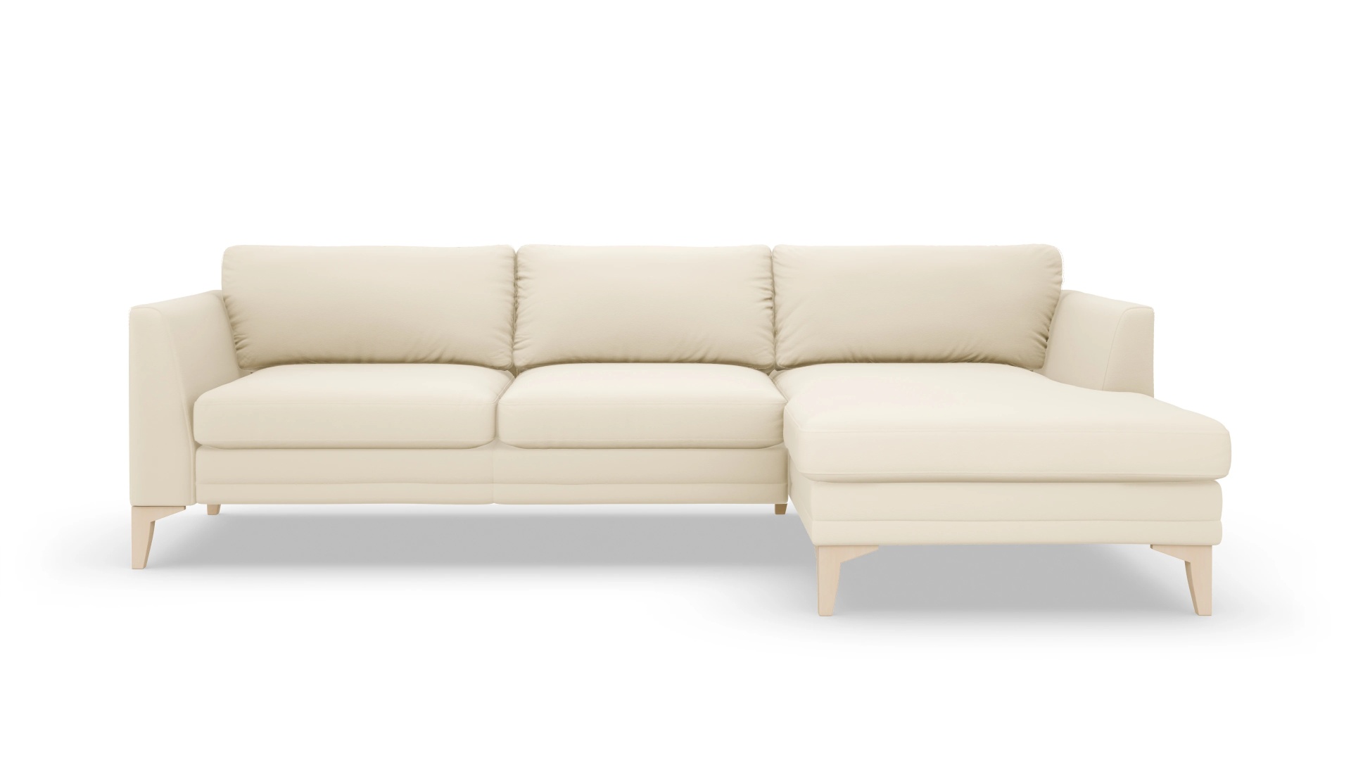 Ledersofa Fairfield Ansicht des Produktes Fairfield Sofa mit Rec rechts in Leder weiß